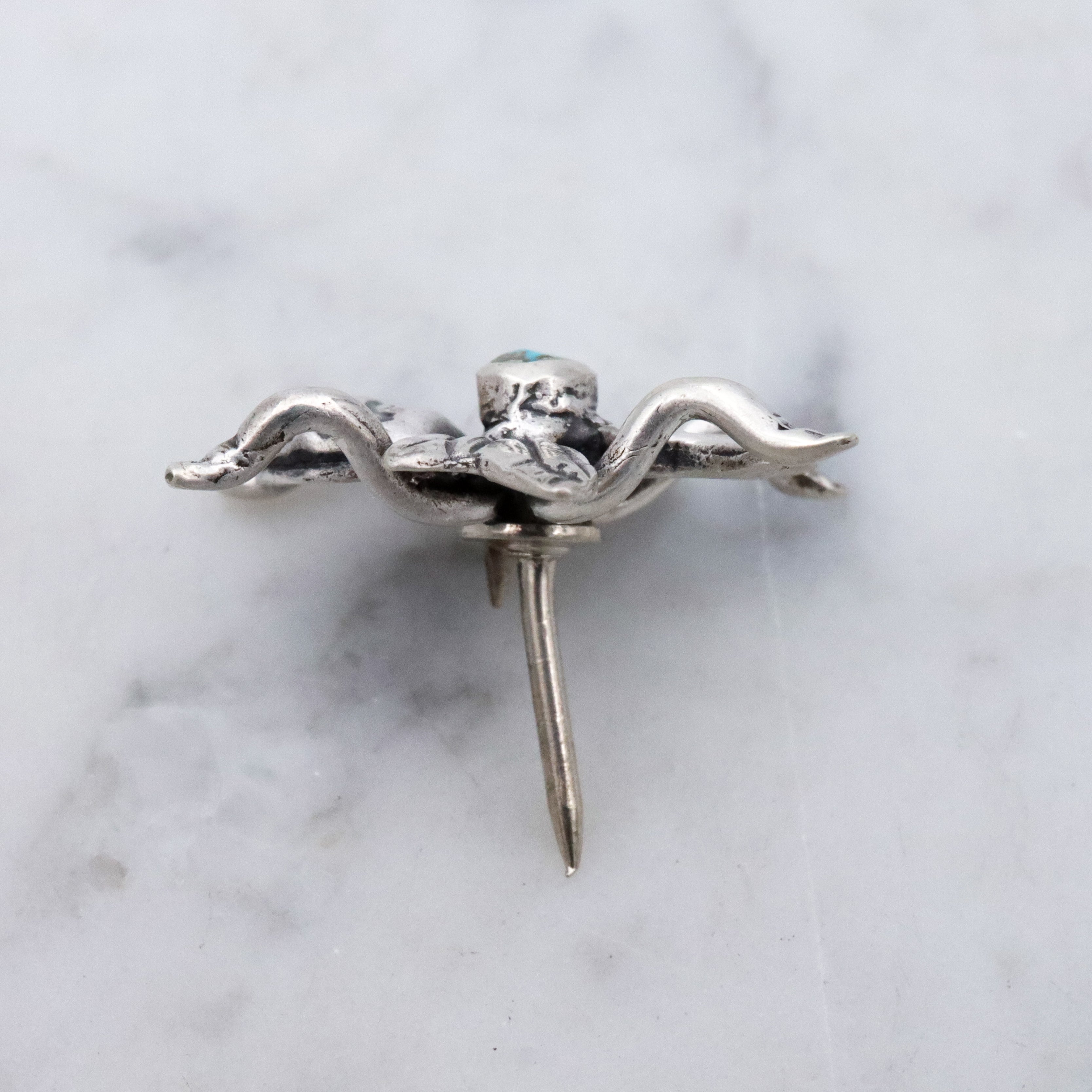 Native American sterling turquoise bee bug tie tack