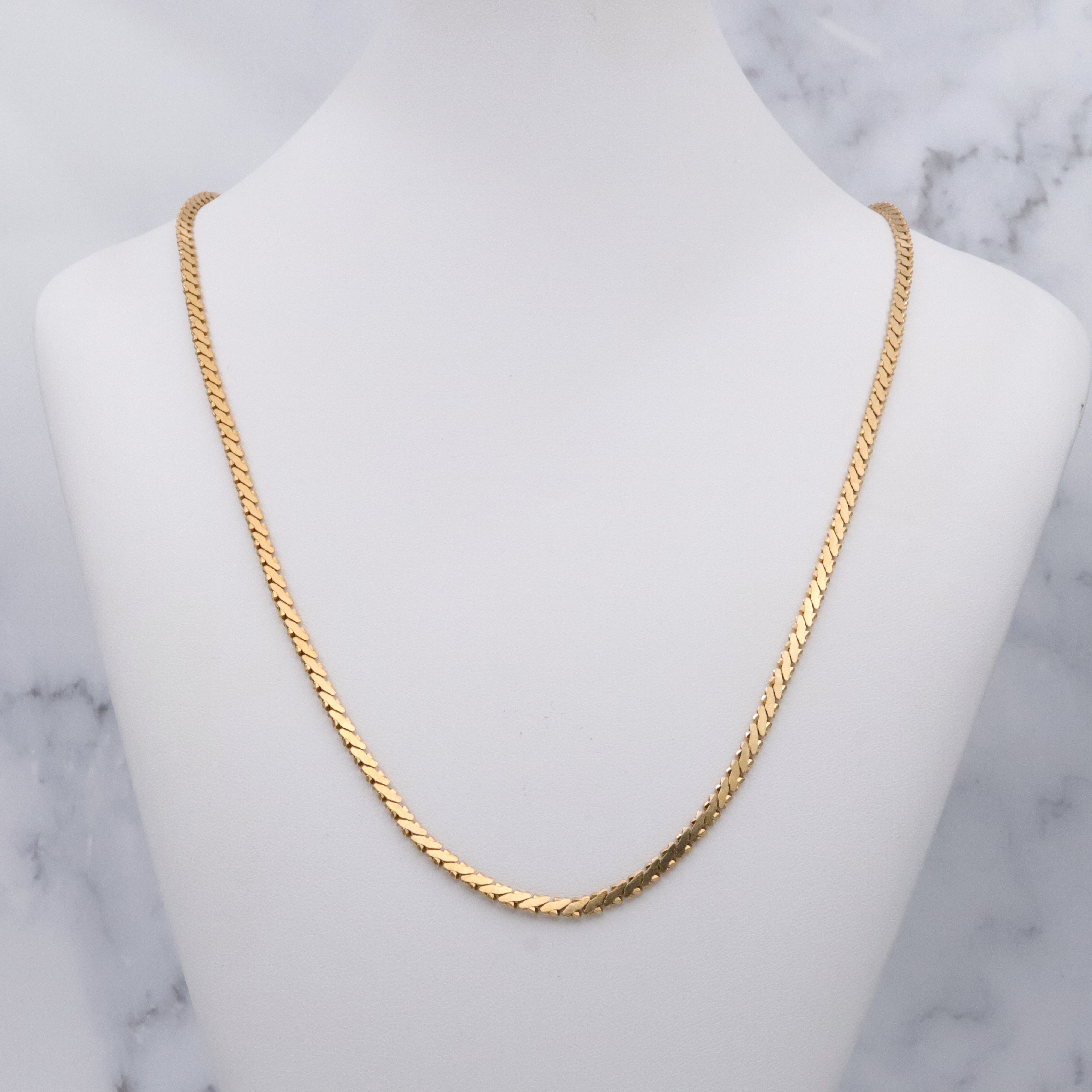 Mid Century Givenchy gold plated flat woven link necklace, 24"