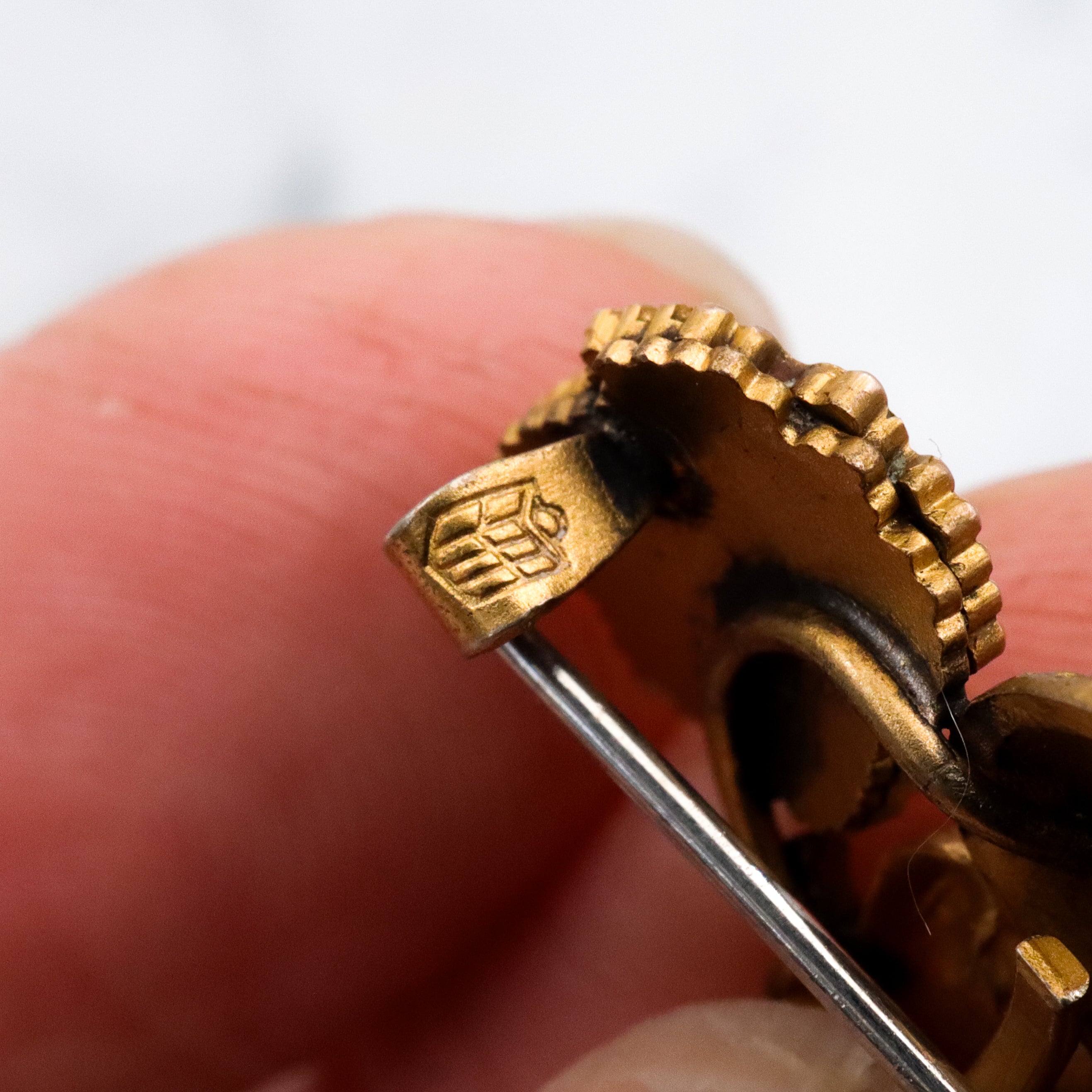 Victorian gold filled figural dolphin watch fob brooch