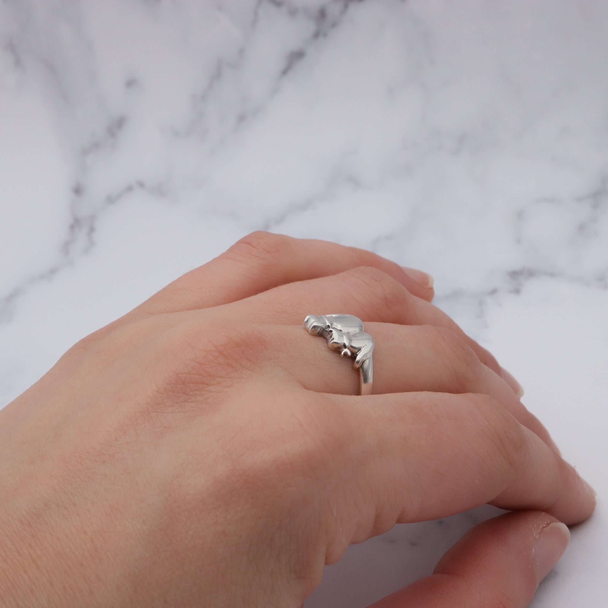 Vintage sterling silver cat ring, sz 9