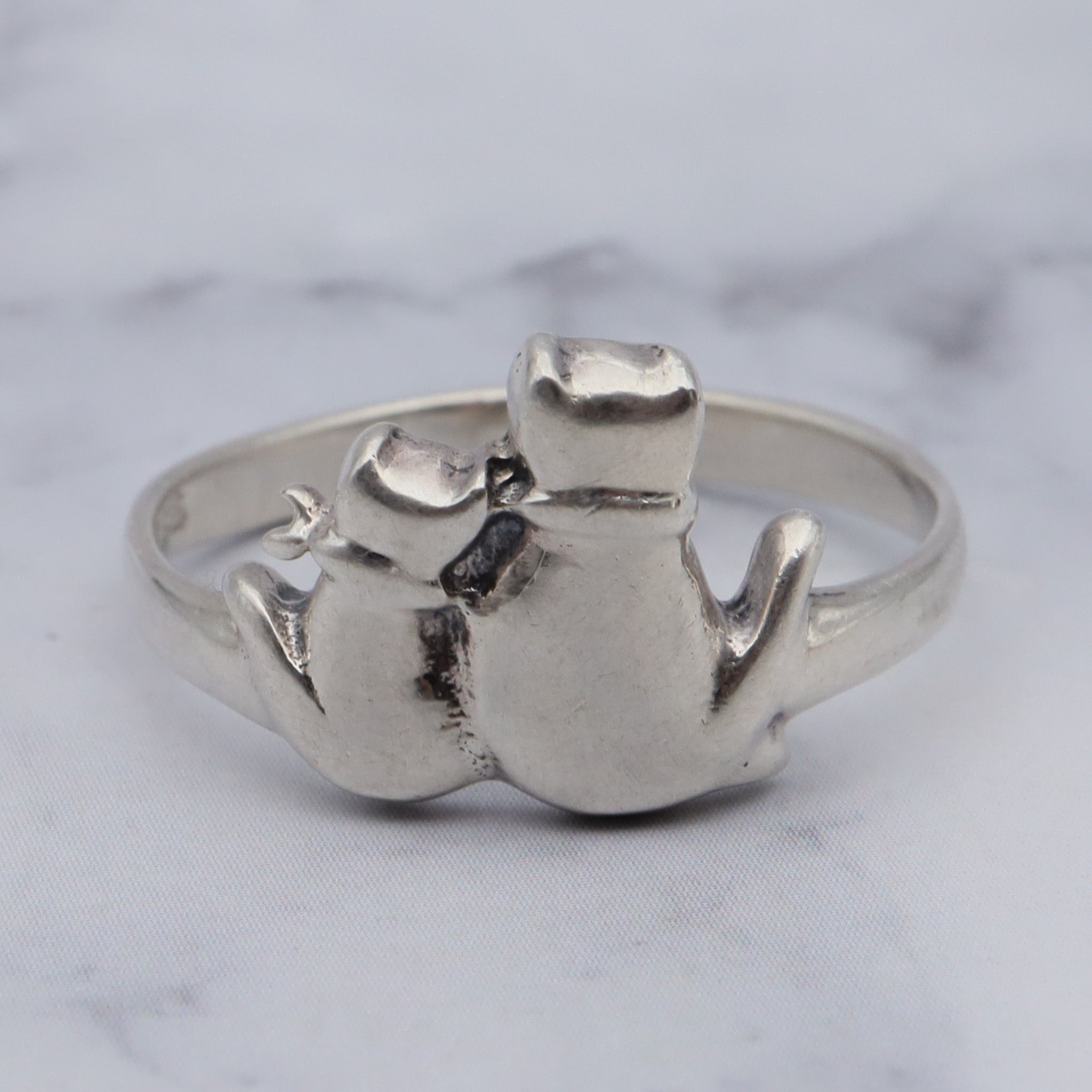 Vintage sterling silver cat ring, sz 9