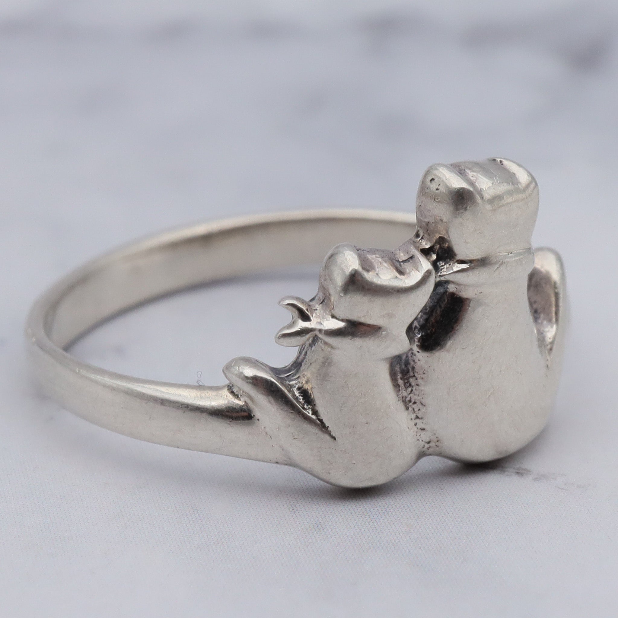 Vintage sterling silver cat ring, sz 9