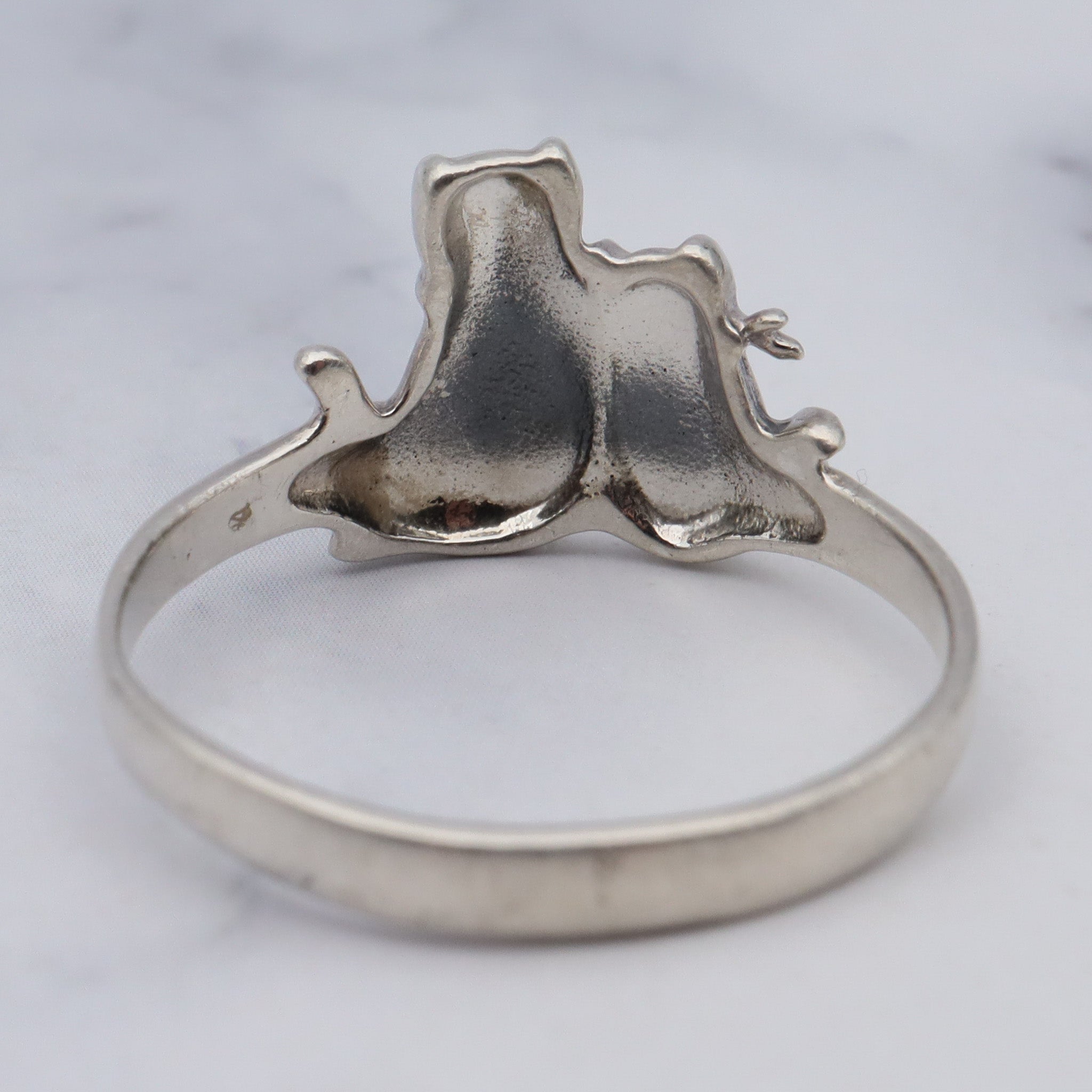 Vintage sterling silver cat ring, sz 9