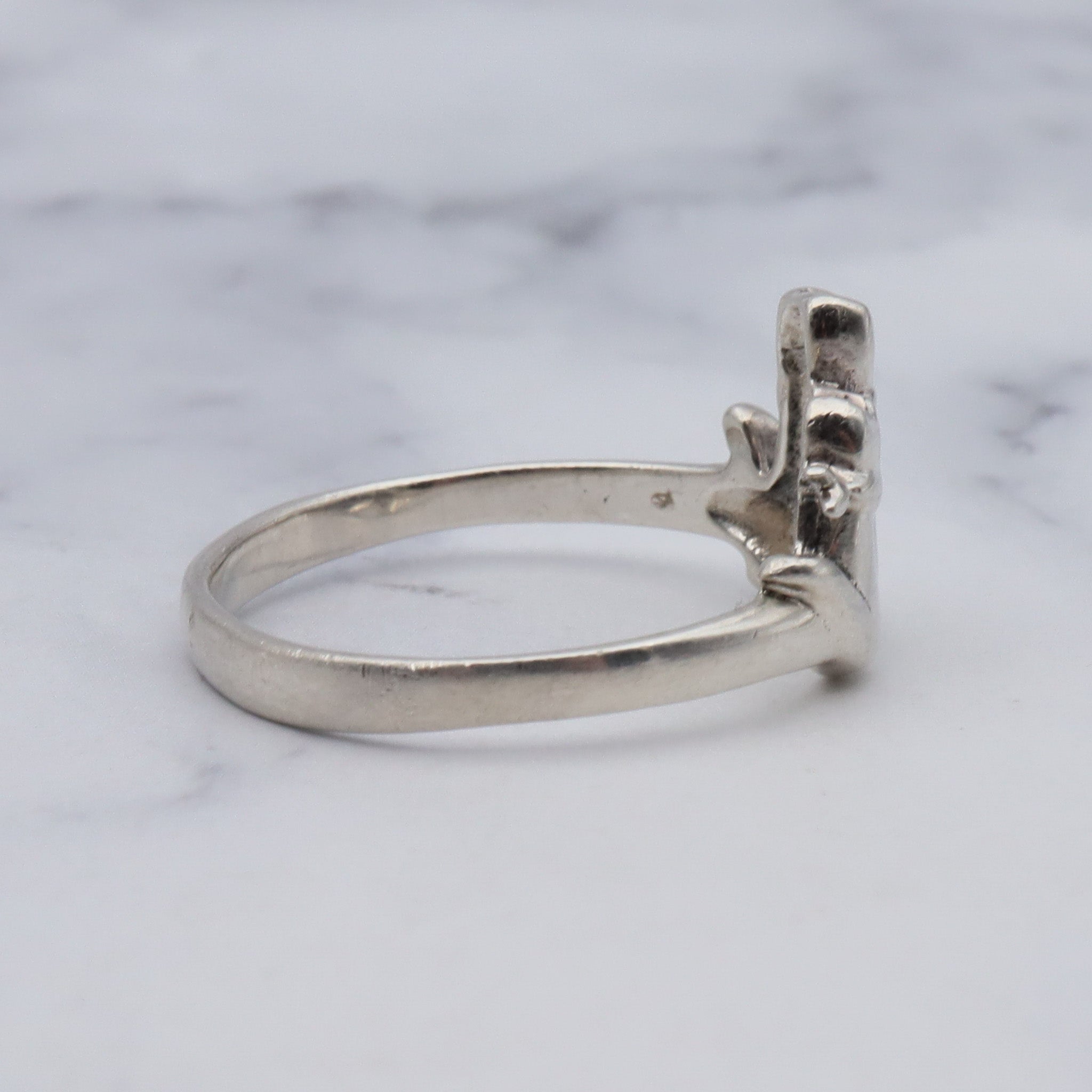 Vintage sterling silver cat ring, sz 9