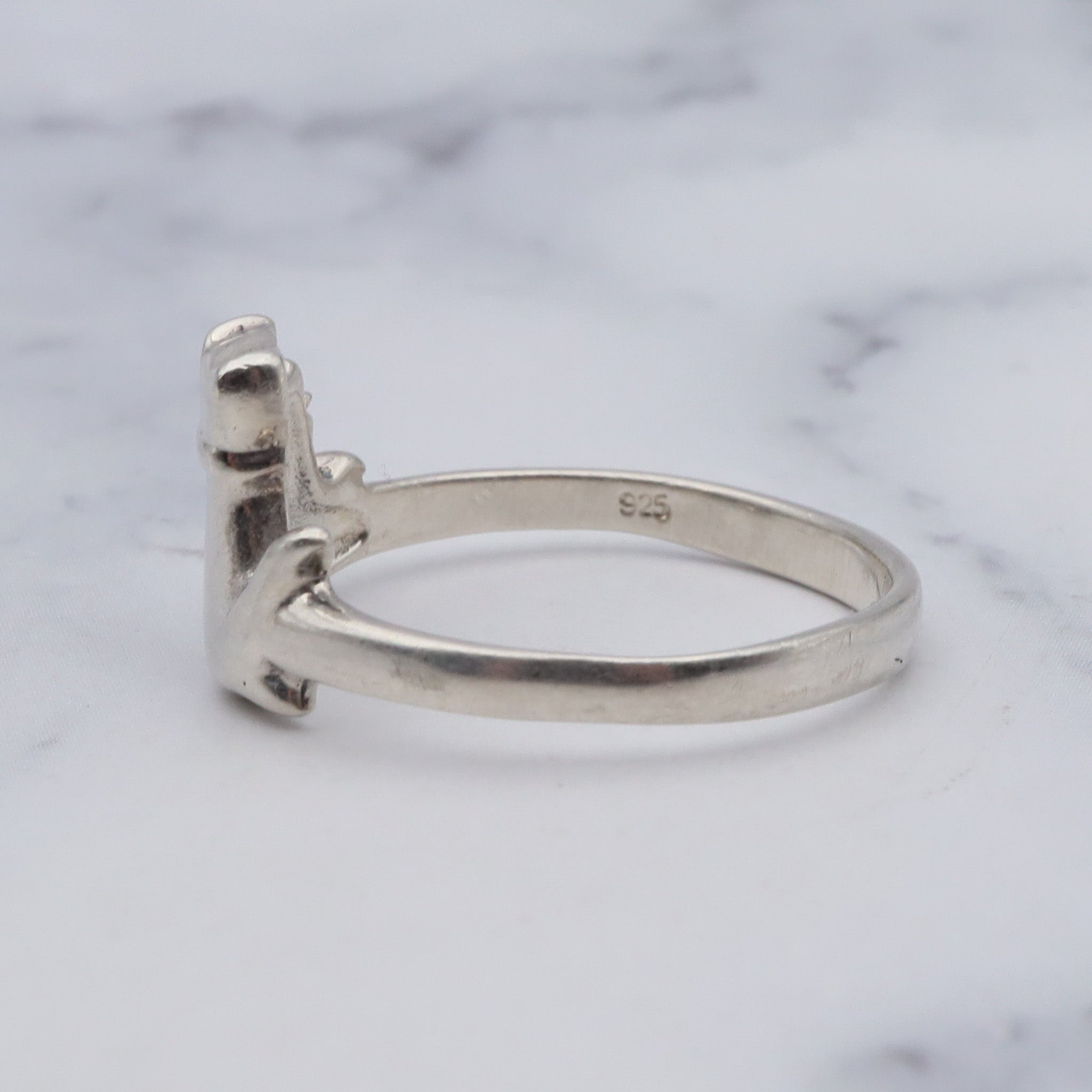 Vintage sterling silver cat ring, sz 9