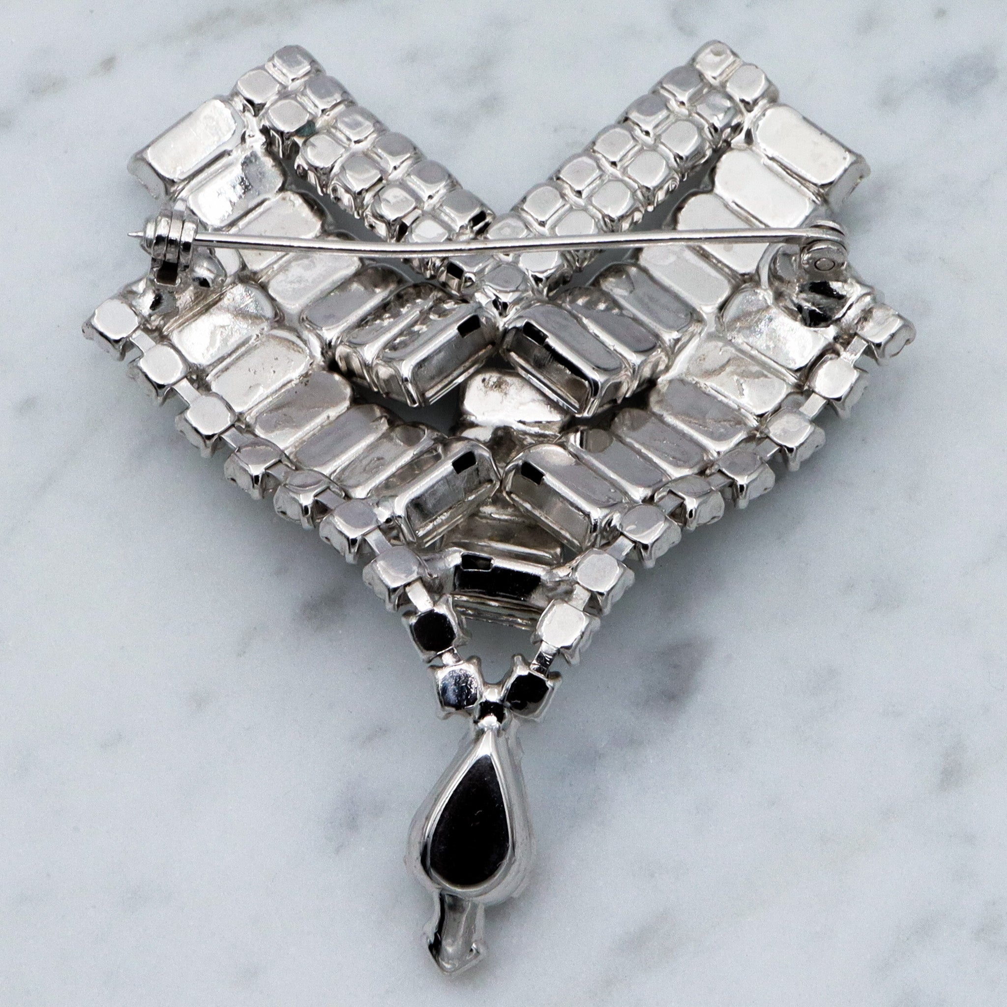 Large Art Deco rhinestone chevron Brooch