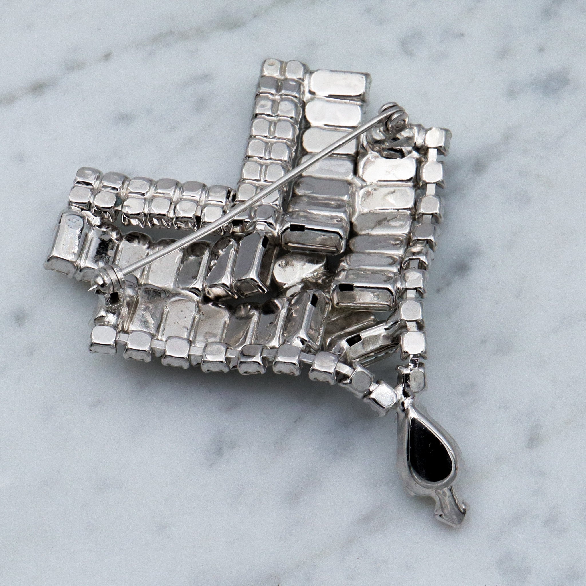 Large Art Deco rhinestone chevron Brooch