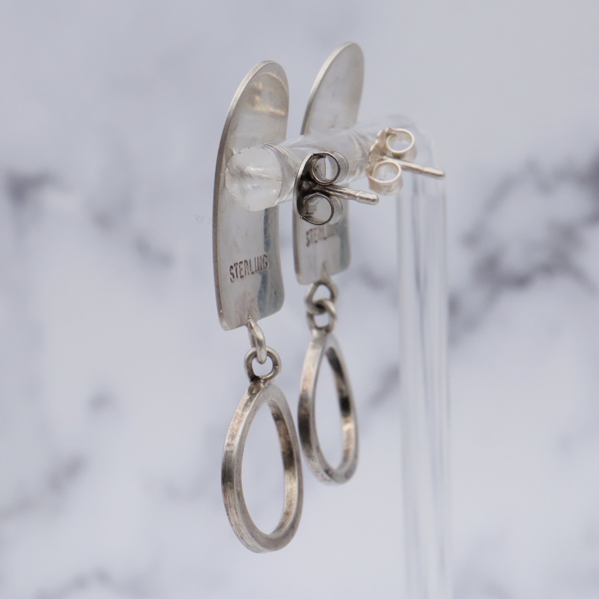 Vintage modernist geometric sterling drop earrings