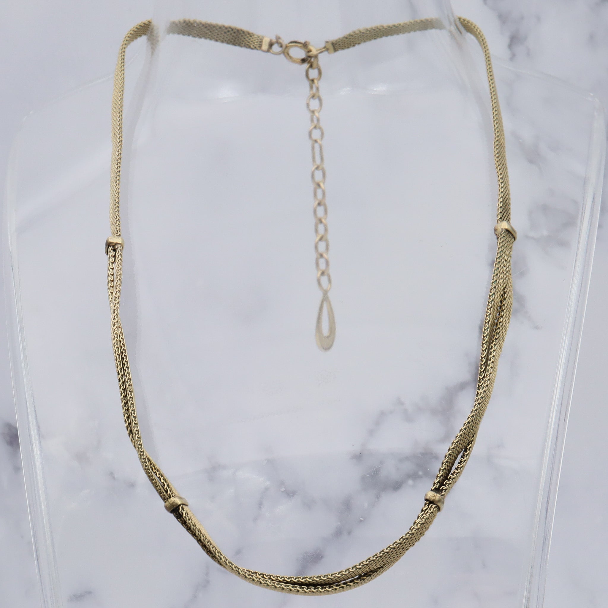 Antique Kollmar & Jourdan Germany green rolled gold mesh necklace