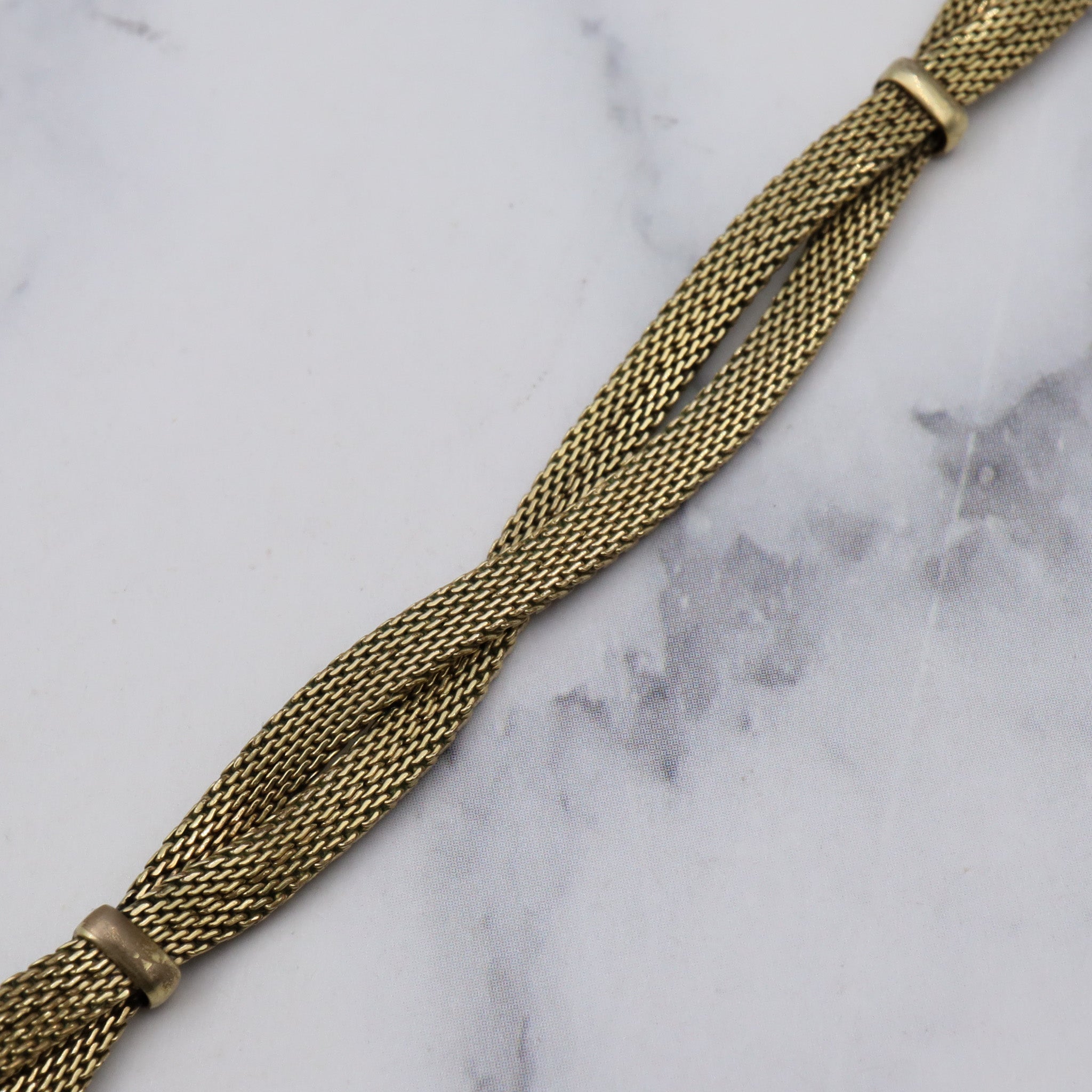 Antique Kollmar & Jourdan Germany green rolled gold mesh necklace