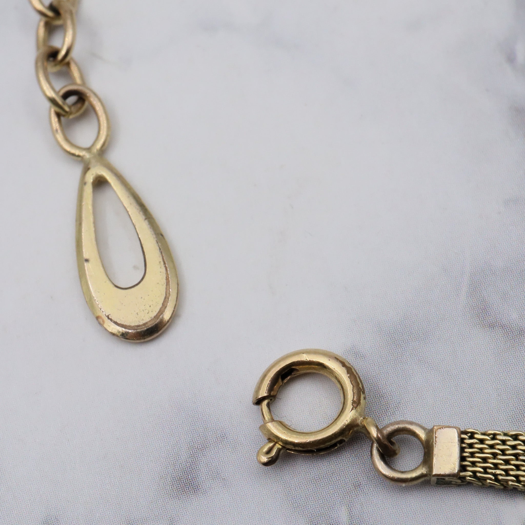 Antique Kollmar & Jourdan Germany green rolled gold mesh necklace