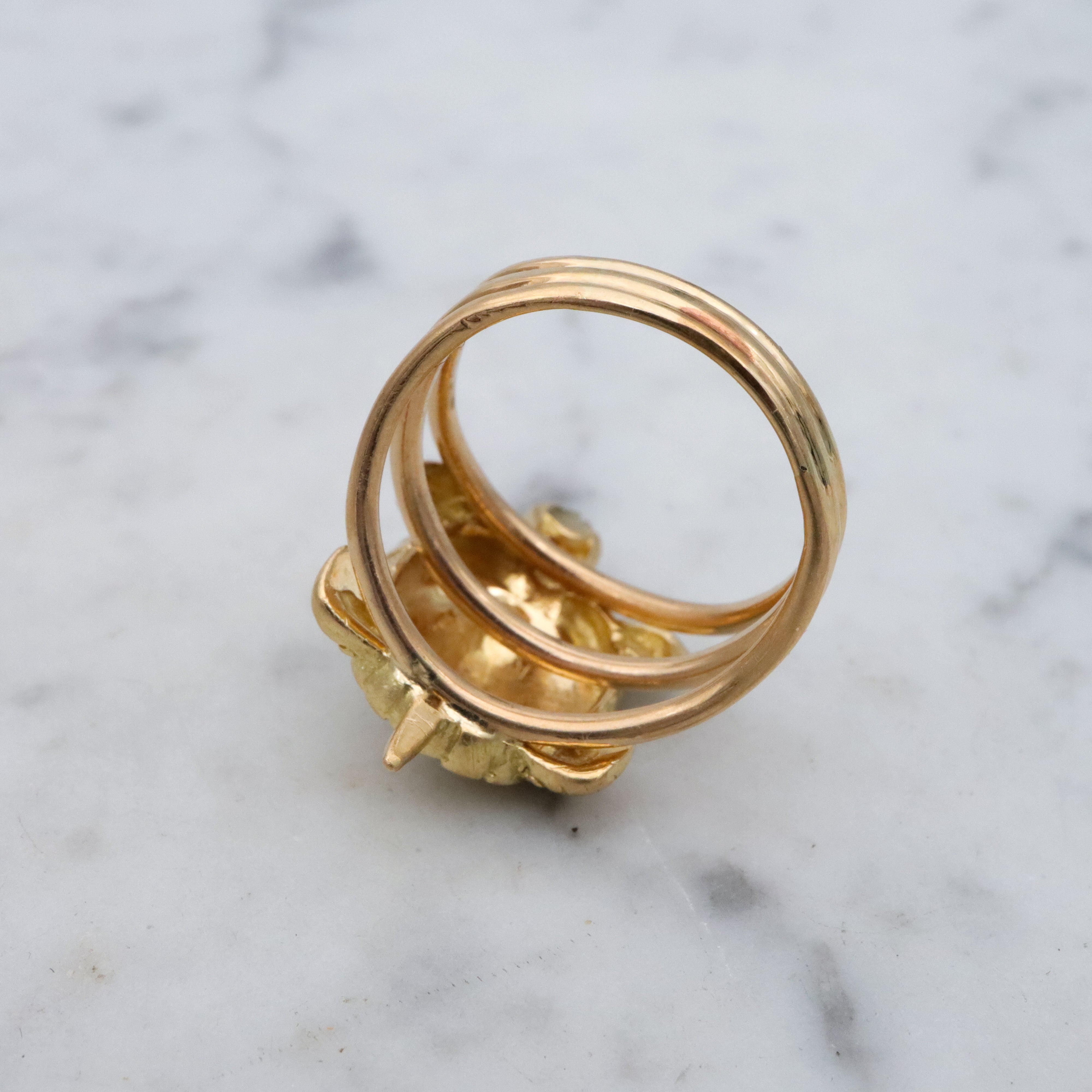 Vintage 18k gold & diamond figural sea turtle ring, size 6