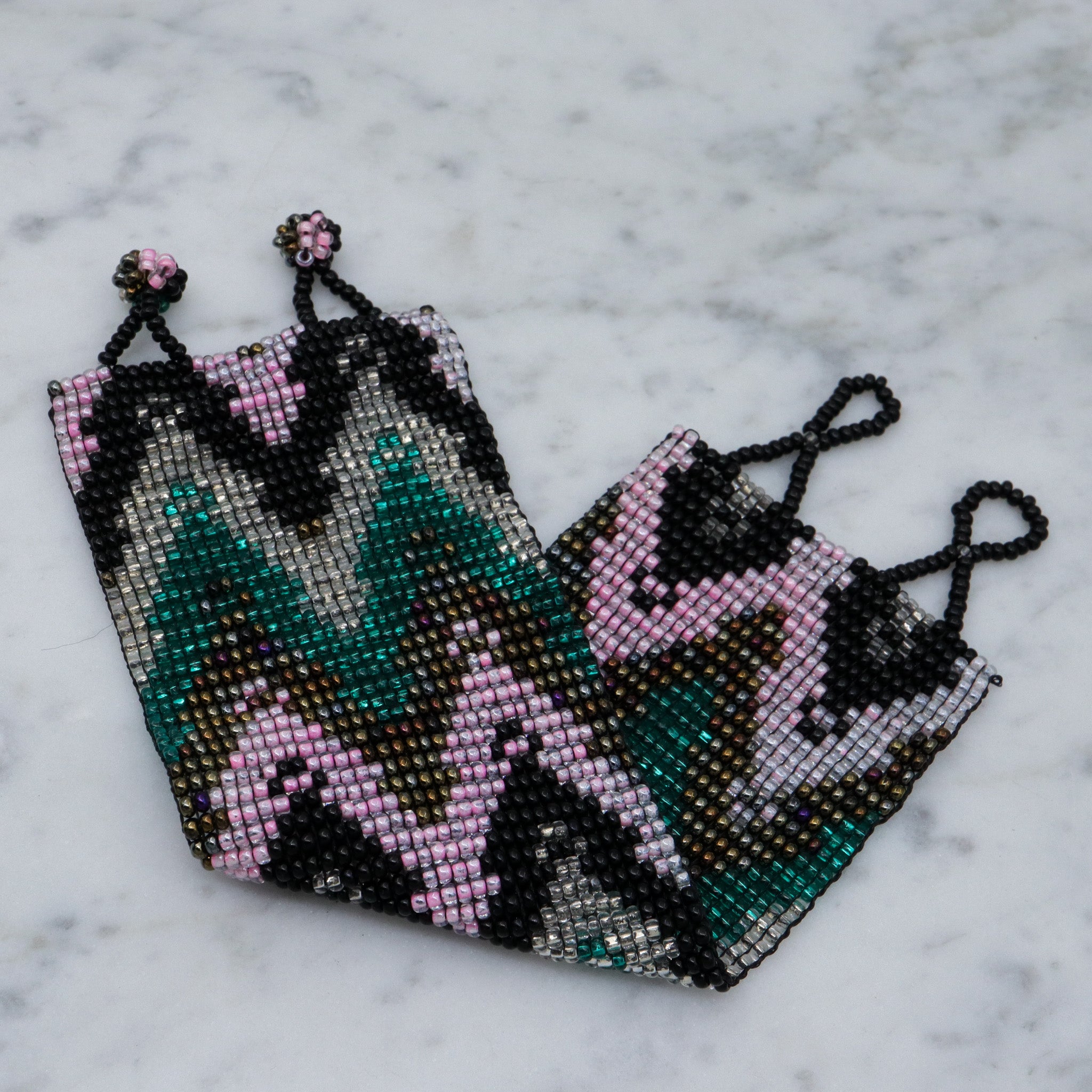 Retro chevron seed bead wide bracelet