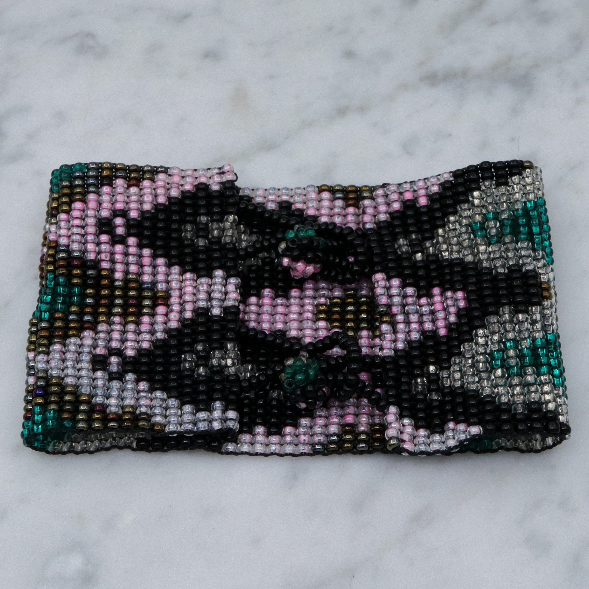 Retro chevron seed bead wide bracelet