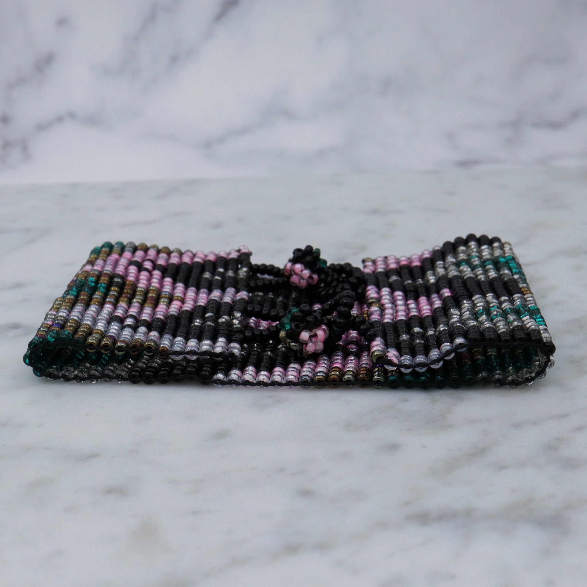 Retro chevron seed bead wide bracelet