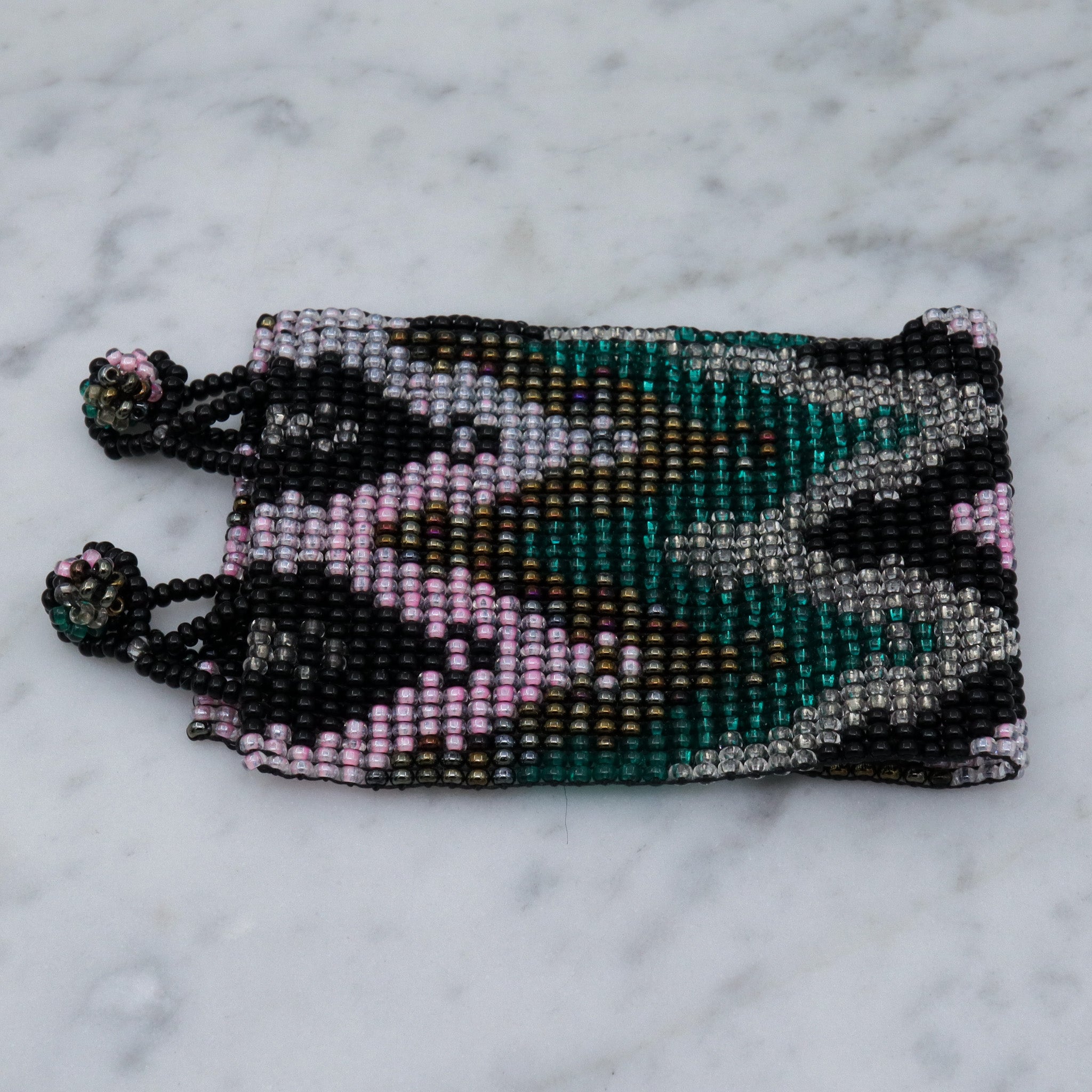Retro chevron seed bead wide bracelet