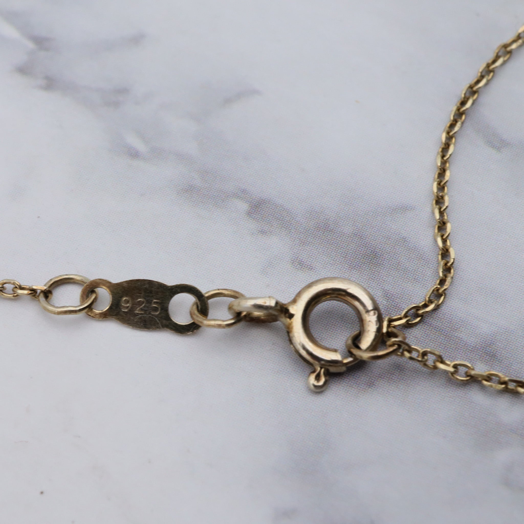 Vintage gold-plated sterling & diamond pendant necklace with adjustable cable link chain, 20”