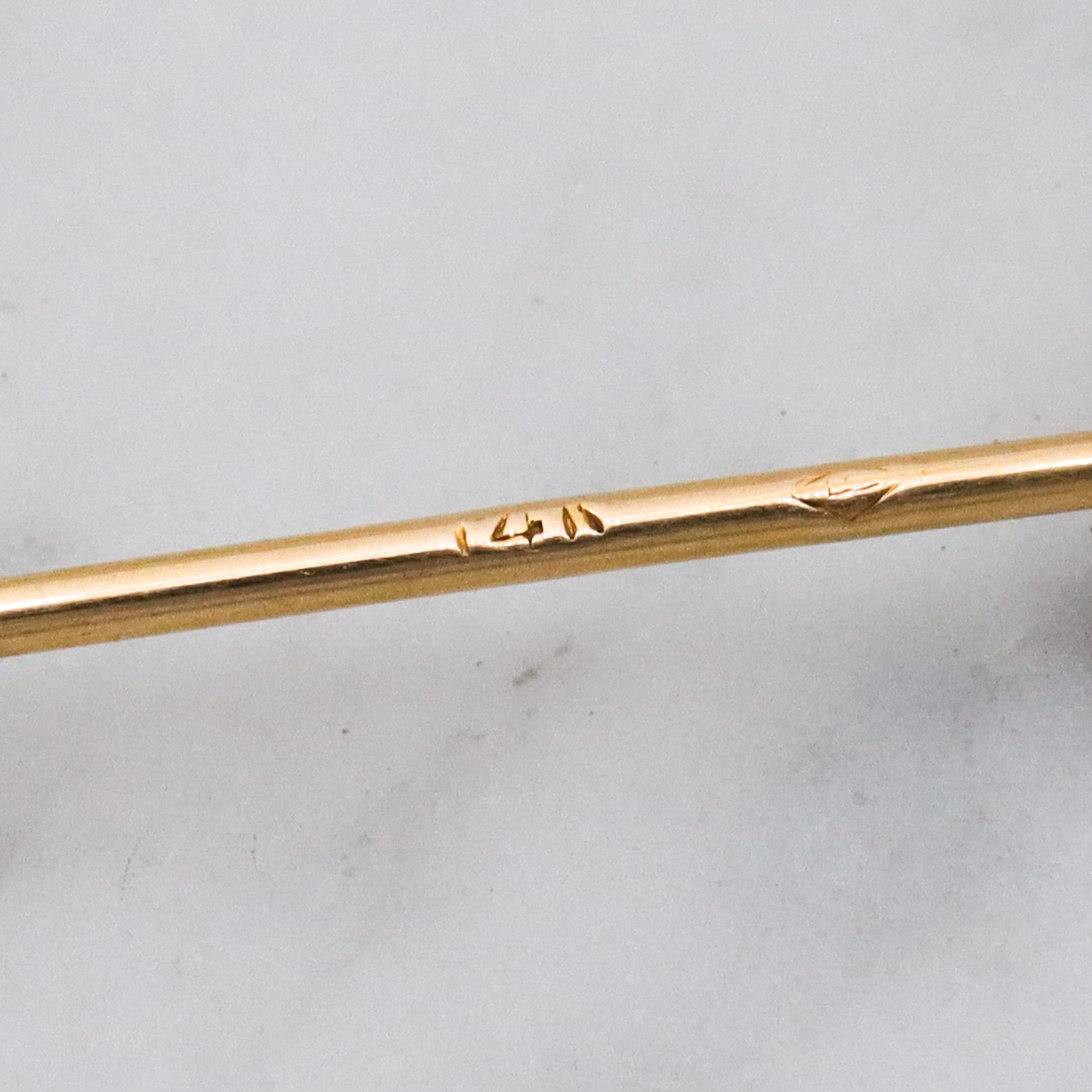 Antique Victorian 14k gold old european cut diamond stick pin