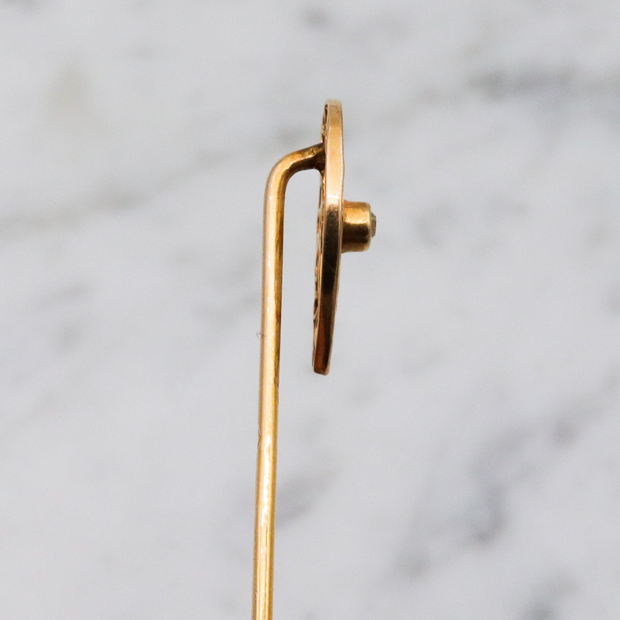 Antique Victorian 14k gold old european cut diamond stick pin