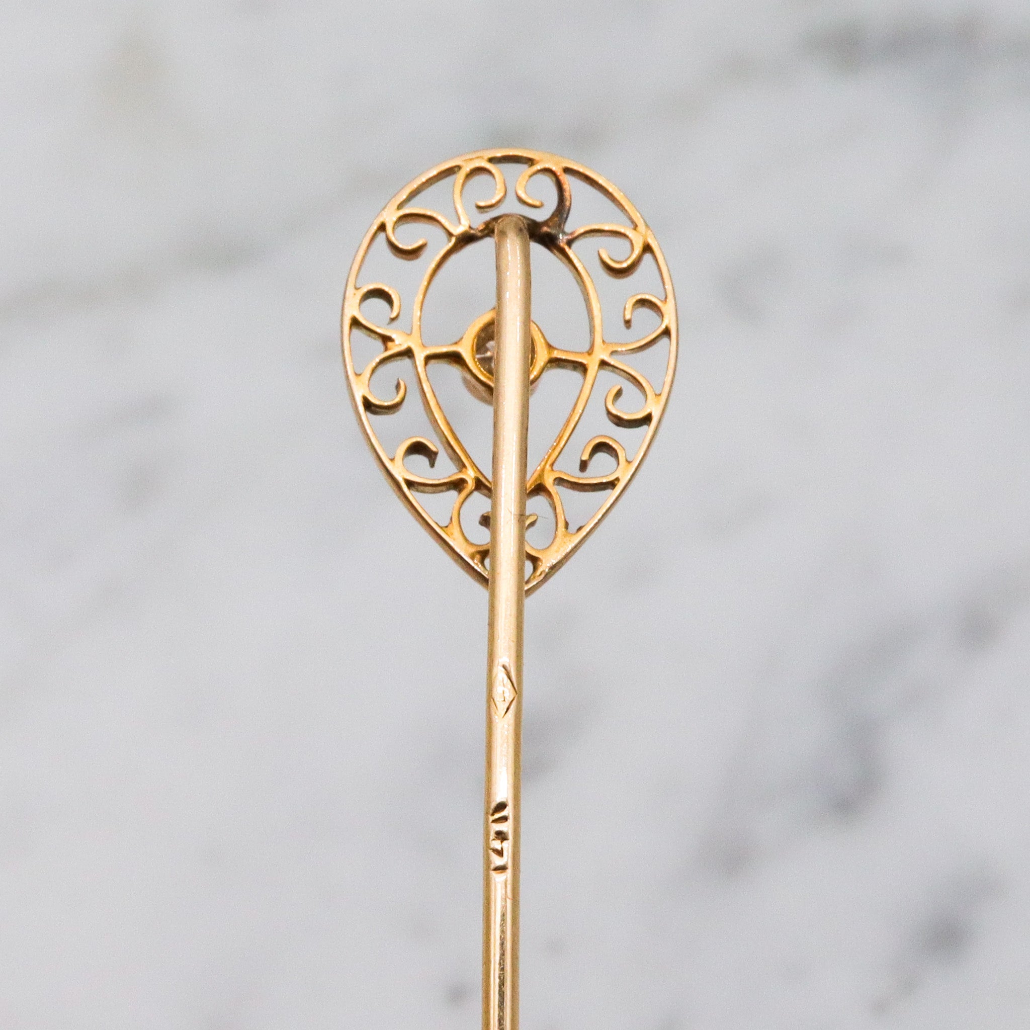 Antique Victorian 14k gold old european cut diamond stick pin