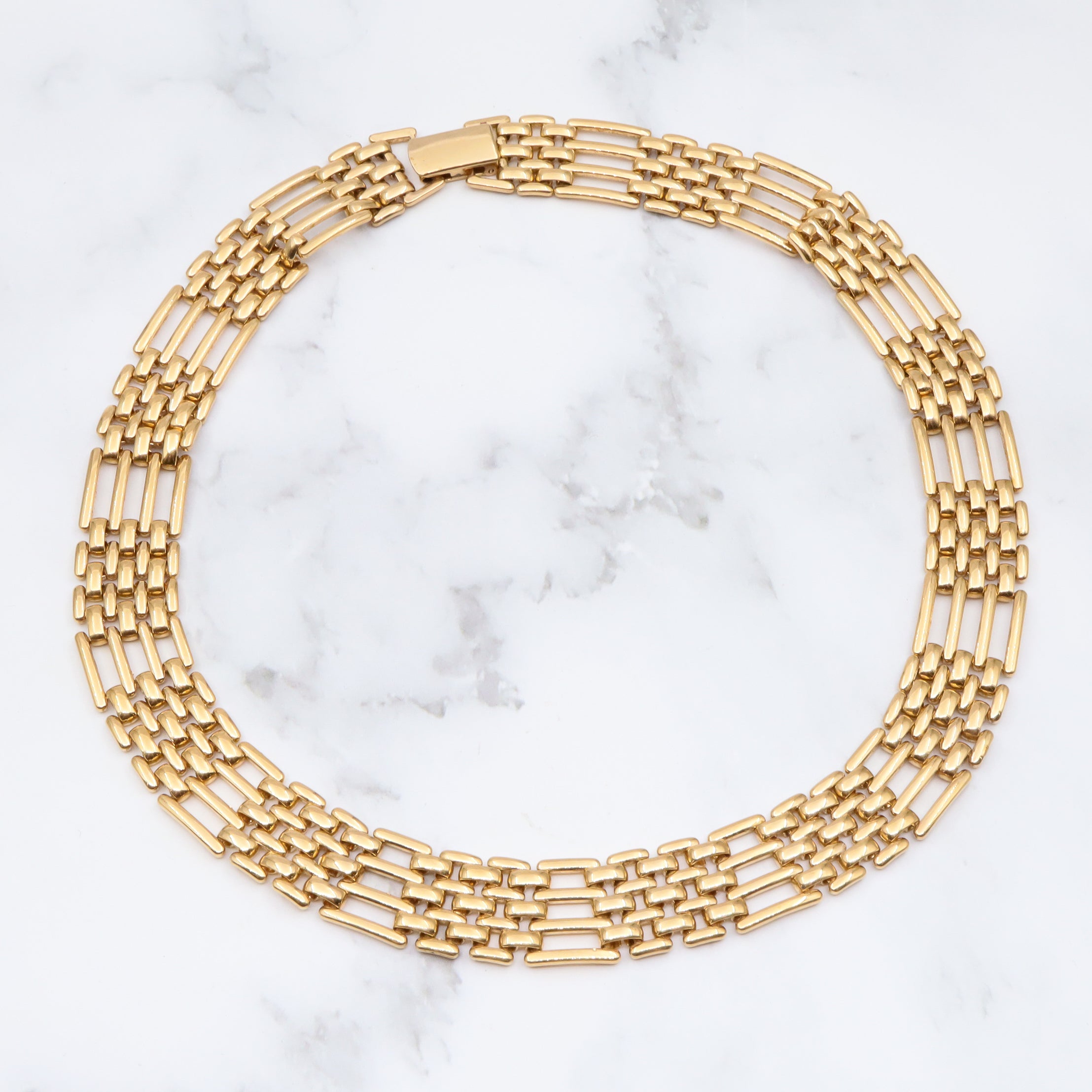 Vintage Mid-century modern Napier gold plated basket weave link choker