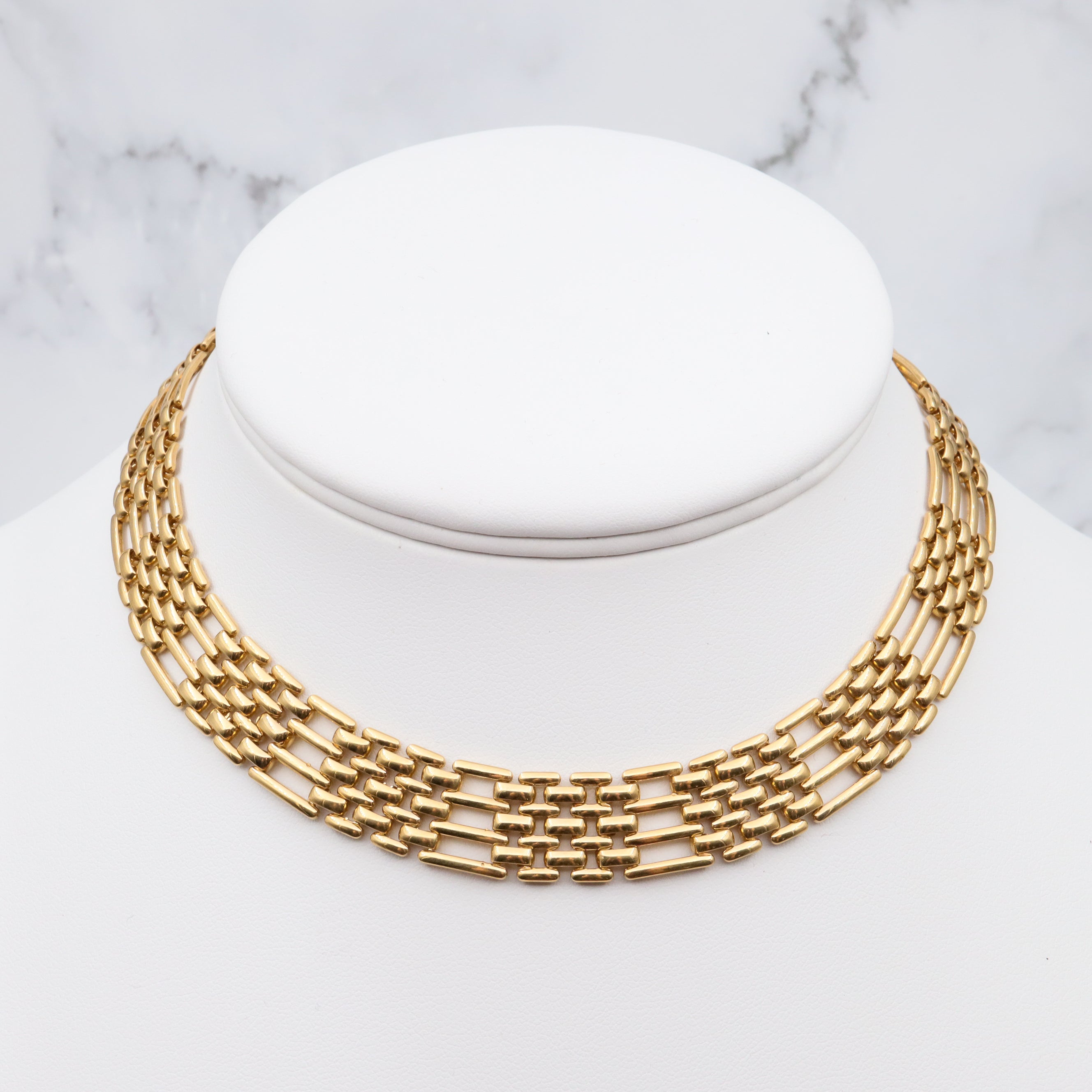 Vintage Mid-century modern Napier gold plated basket weave link choker