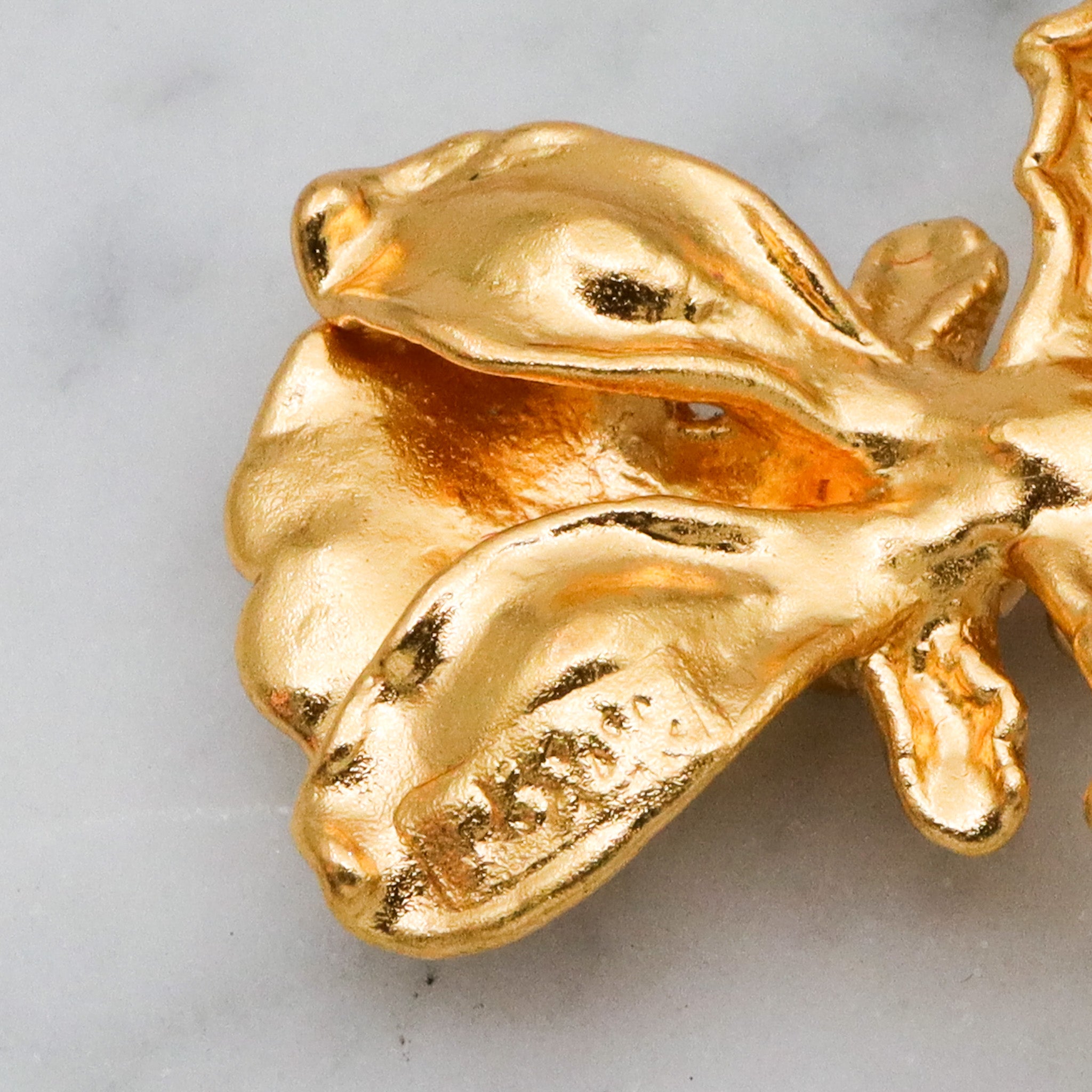 Vintage 22k gold dipped orchid flower brooch / pendant