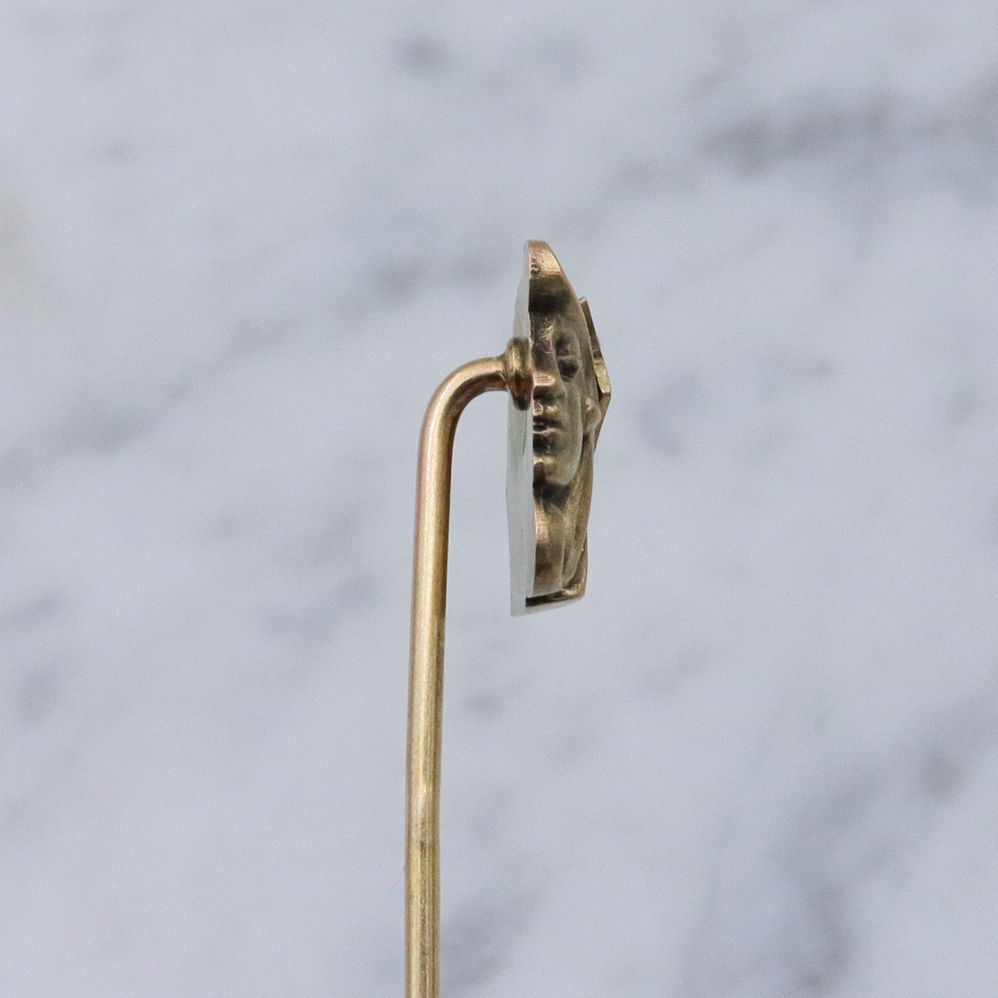 Antique Egyptian Revival goddess 10k gold stick pin