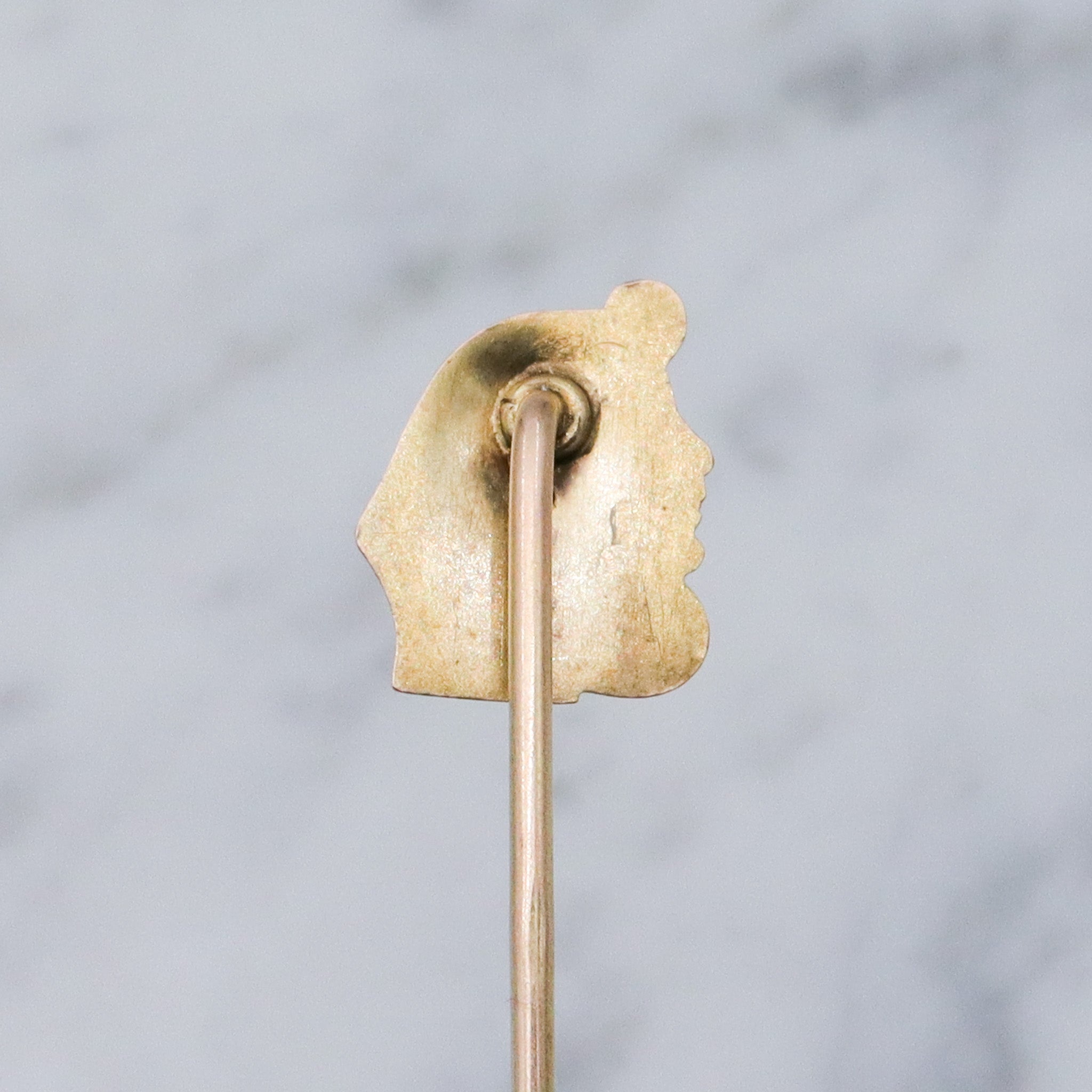Antique Egyptian Revival goddess 10k gold stick pin