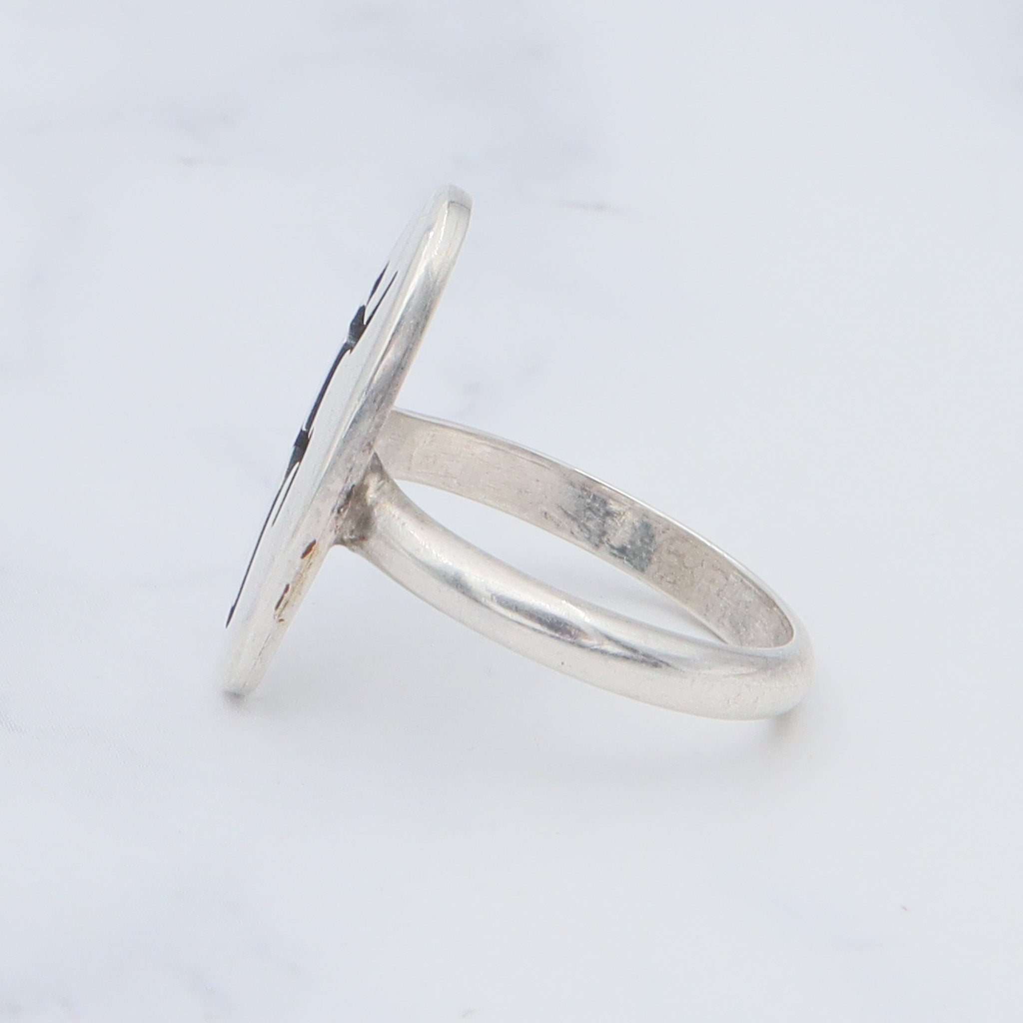 Vintage Native American sterling lizard cut out ring by Hopi artist Loren Phillips, sz 5.5