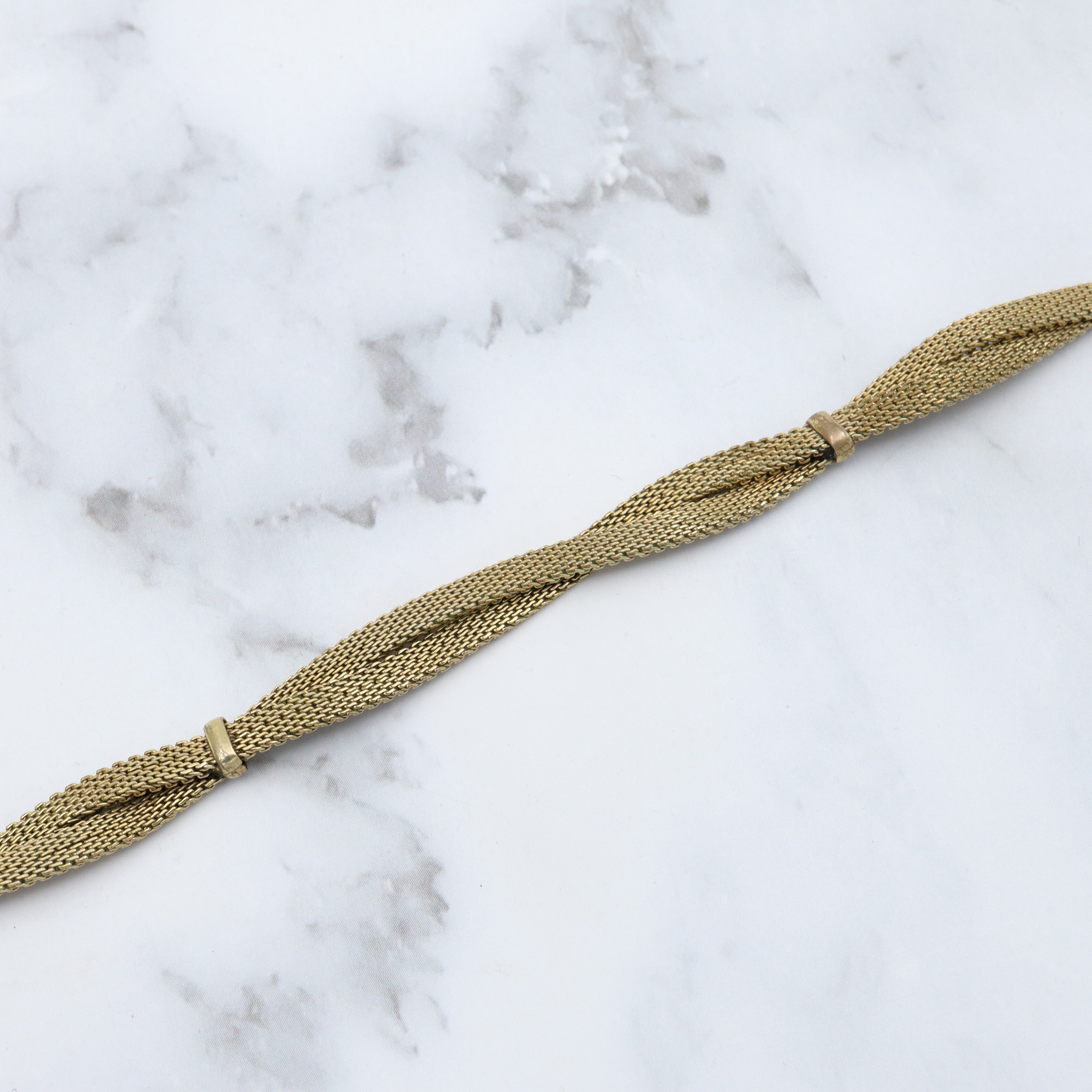 Antique Kollmar & Jourdan Germany green rolled gold mesh necklace