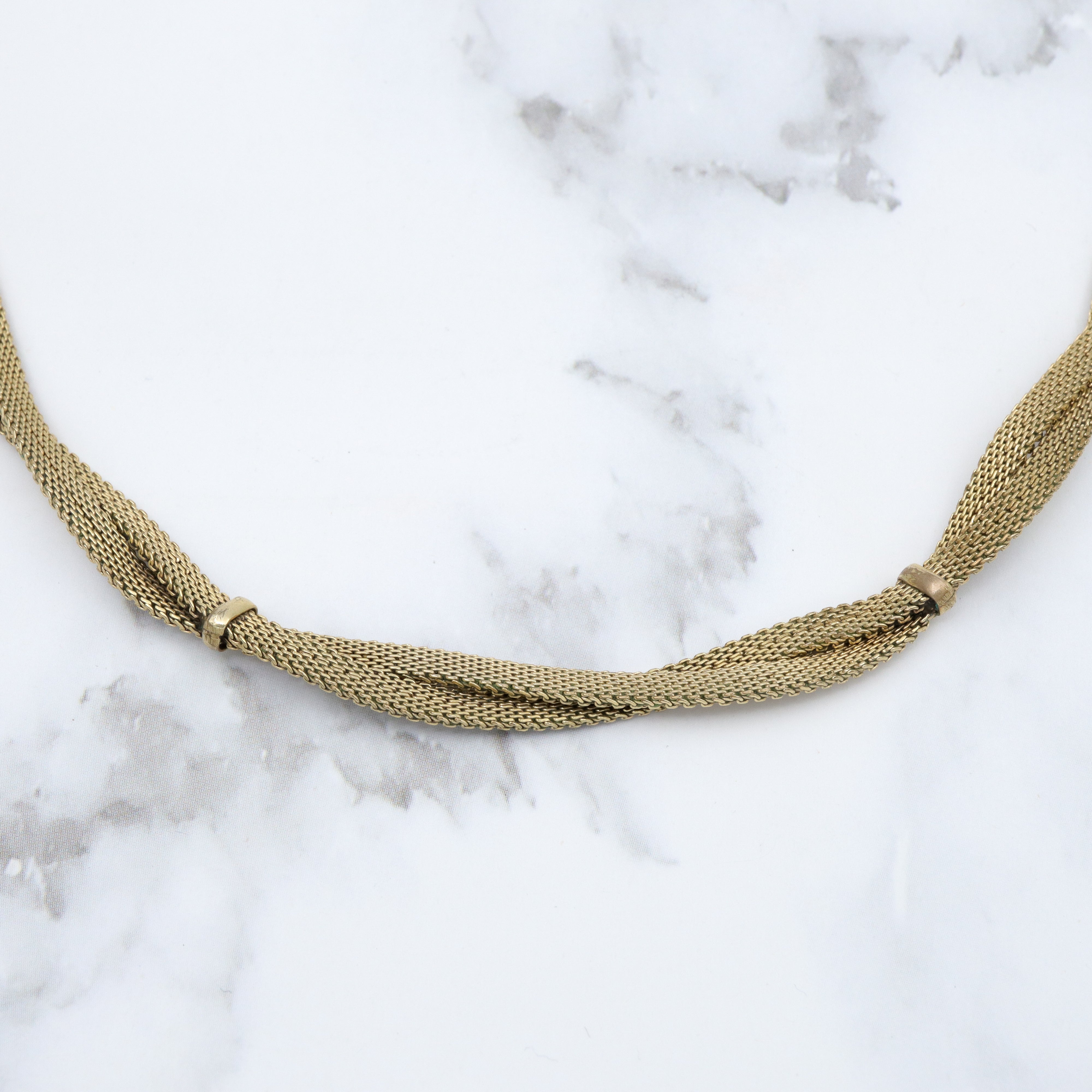 Antique Kollmar & Jourdan Germany green rolled gold mesh necklace