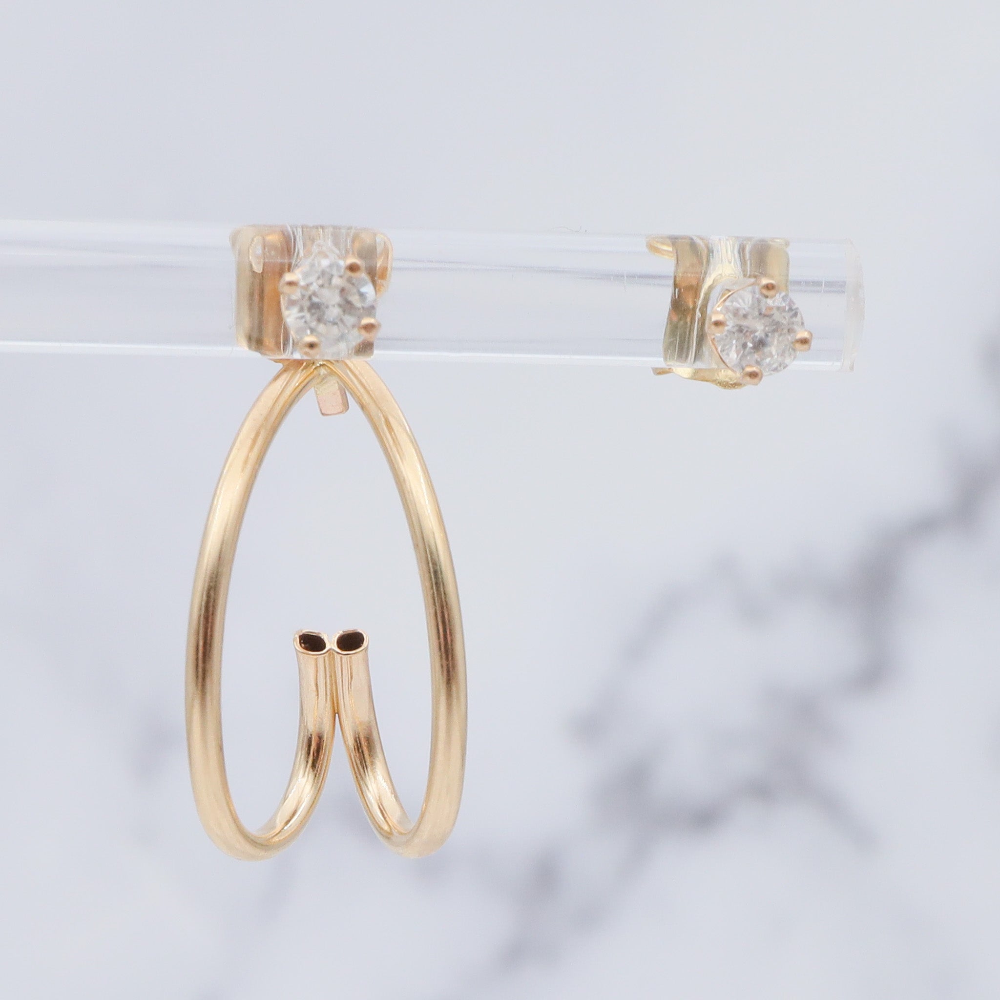 Vintage Retro 14k gold 3mm diamond day & night interchangeable jacket earrings