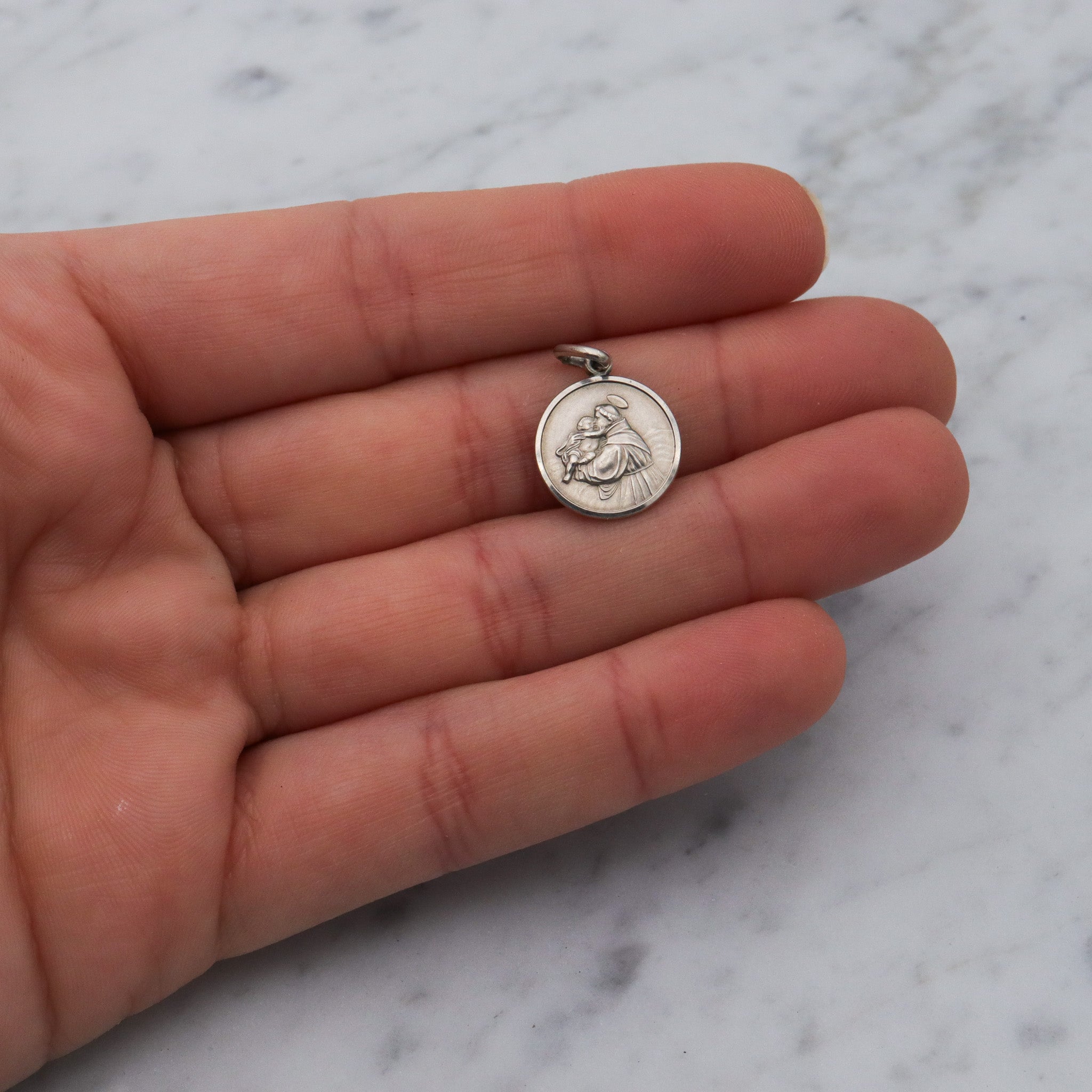 Vintage Italian .800 silver Saint Anthony medallion pendant