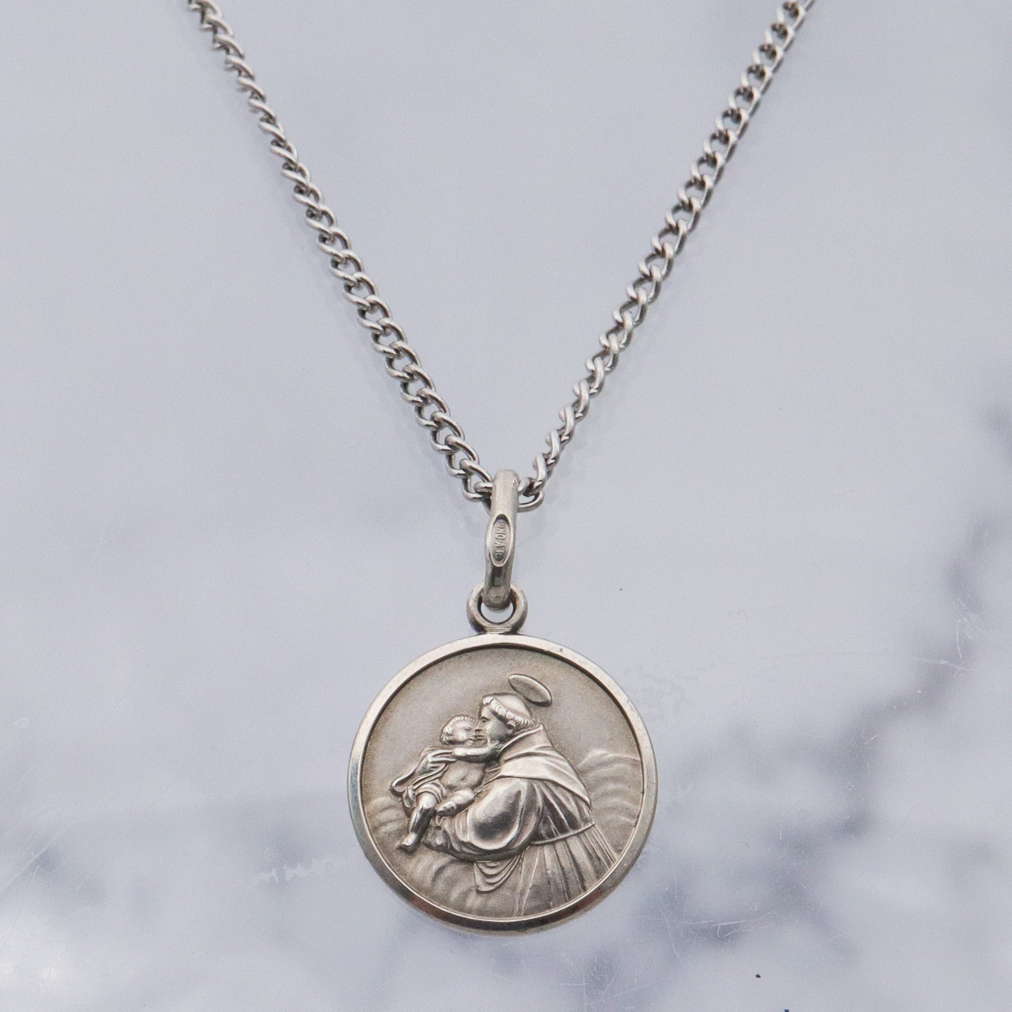 Vintage Italian .800 silver Saint Anthony medallion pendant