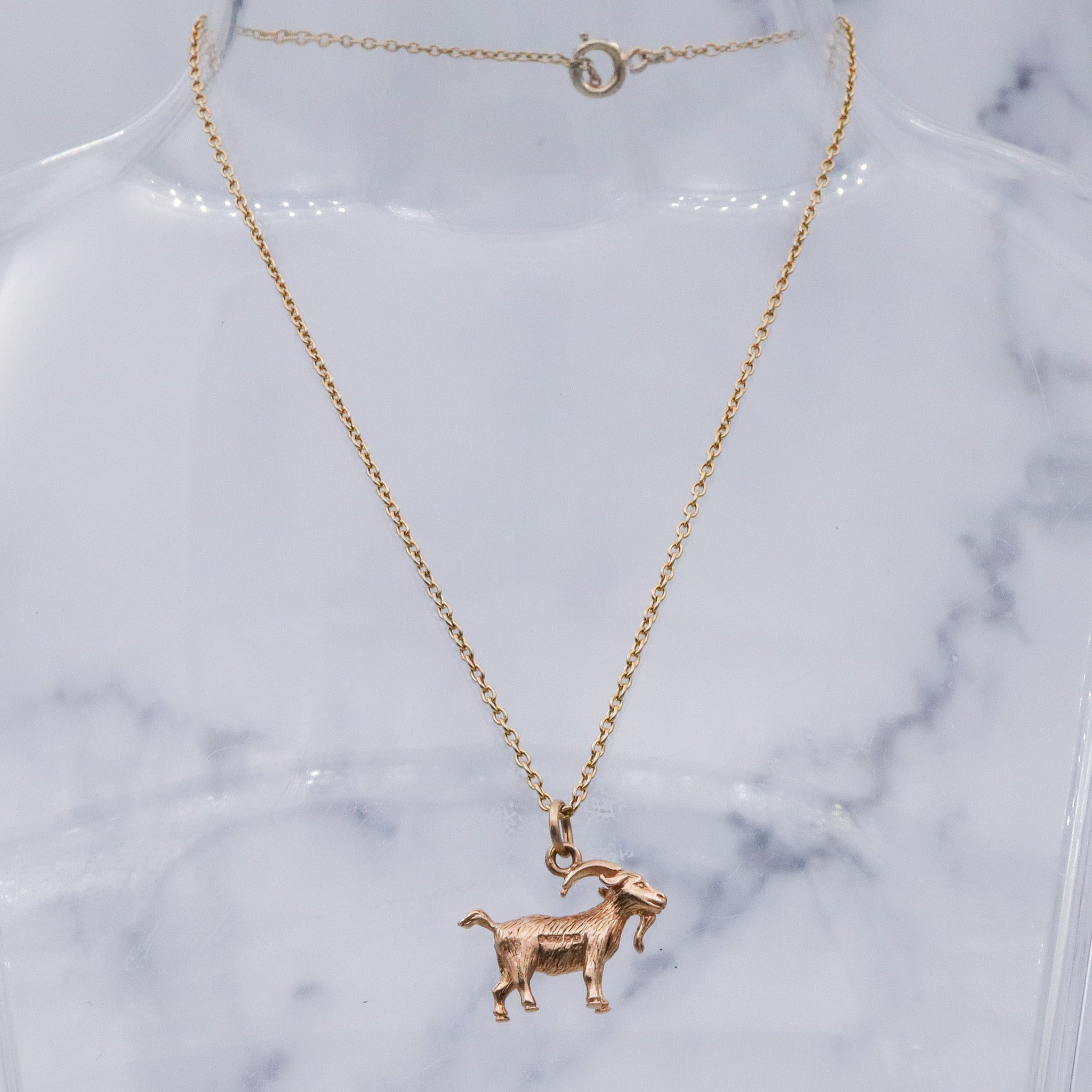 Vintage English 9k gold billy goat charm pendant