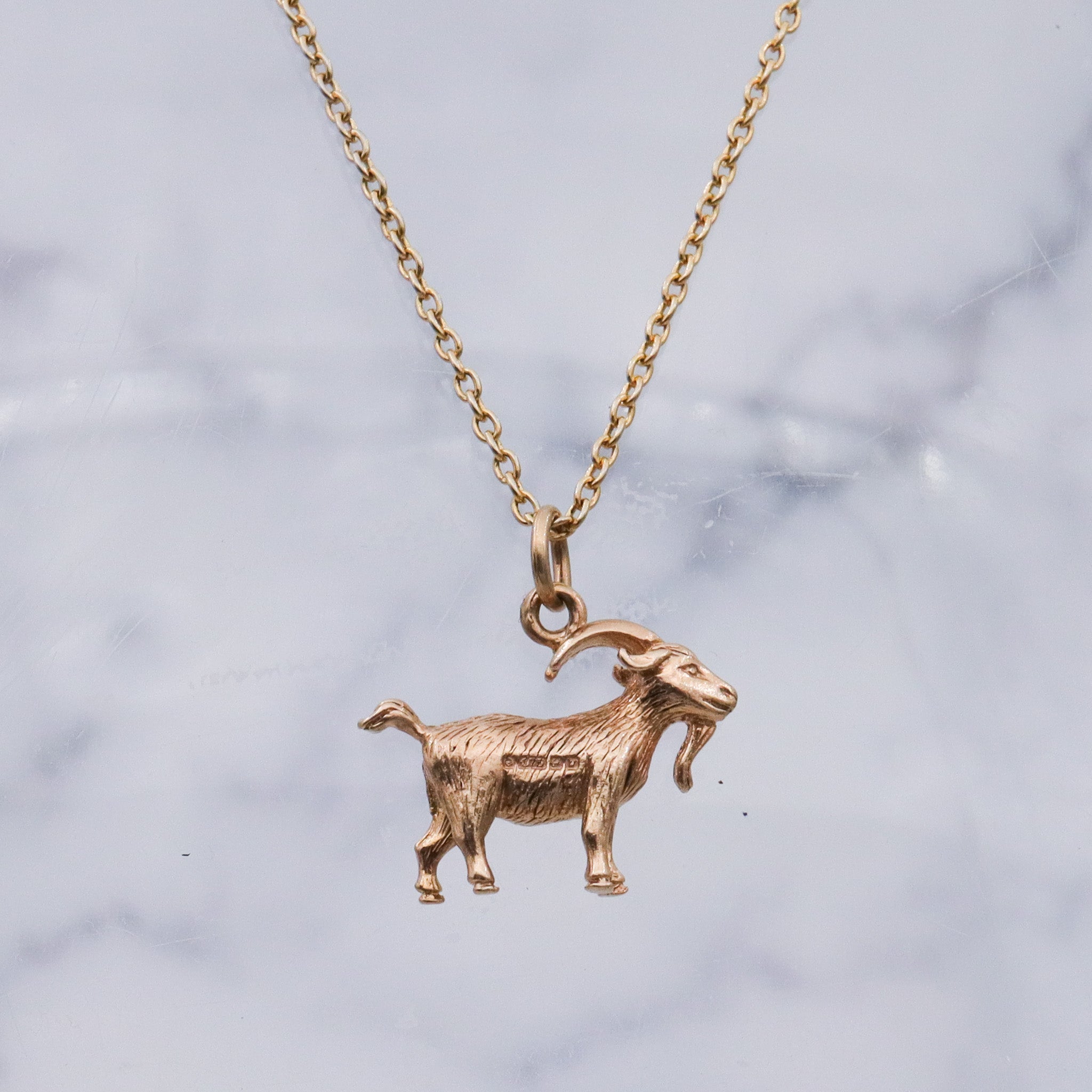Vintage English 9k gold billy goat charm pendant