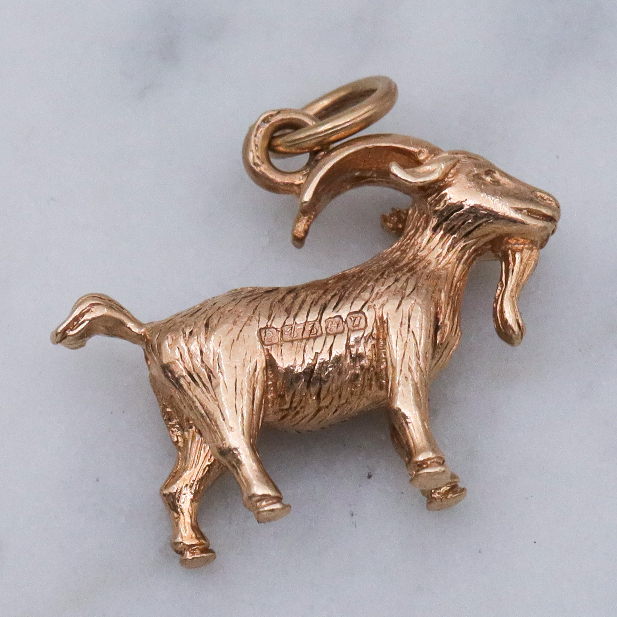 Vintage English 9k gold billy goat charm pendant