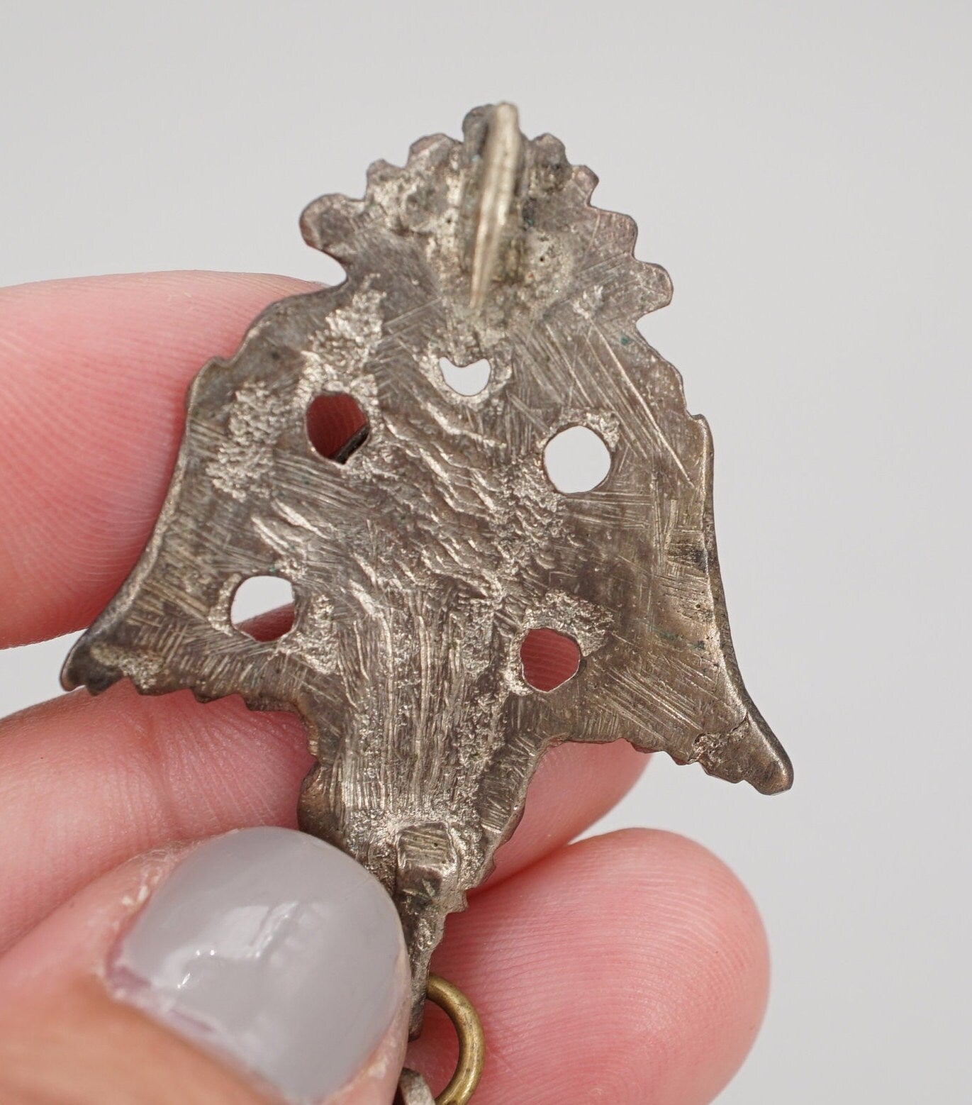Antique Tribal Afghan Silver and Glass Pin