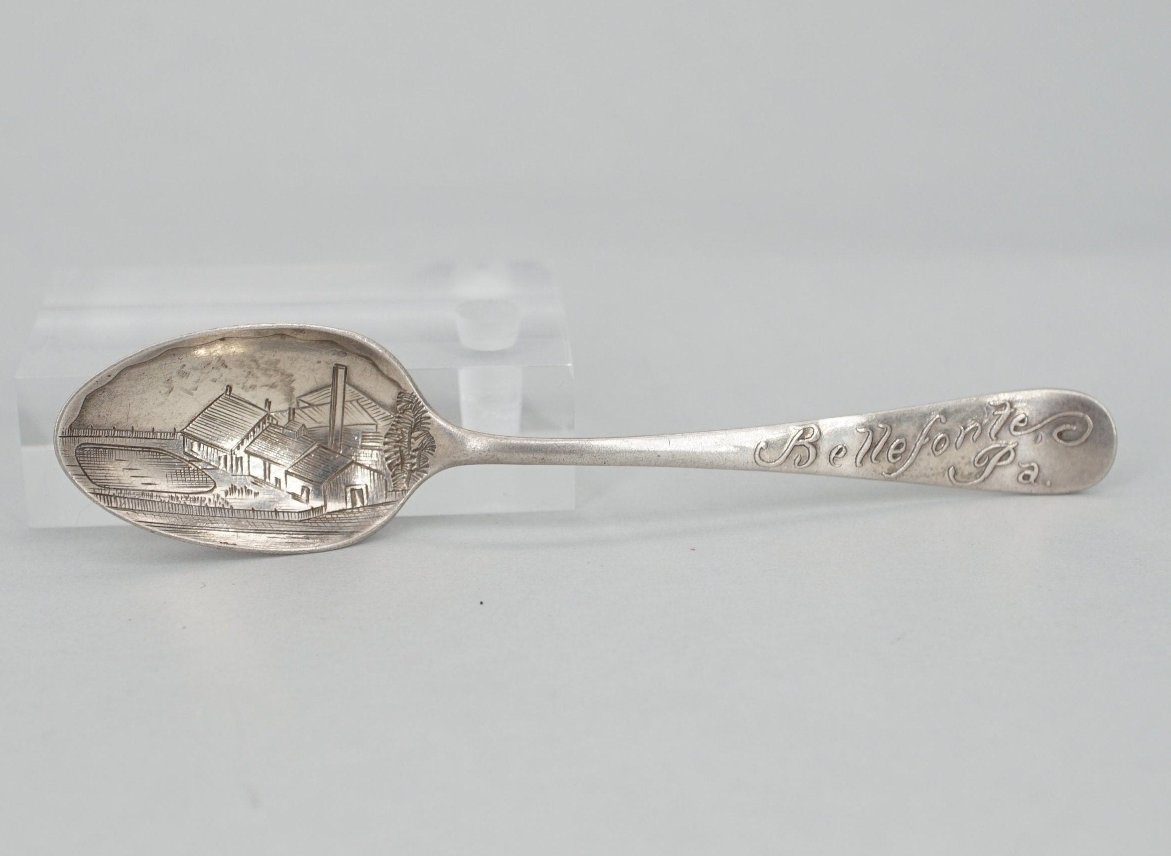 Antique Wallace Sterling Bellafonte Pennsylvania Souvenir Spoon with Carved Bowl