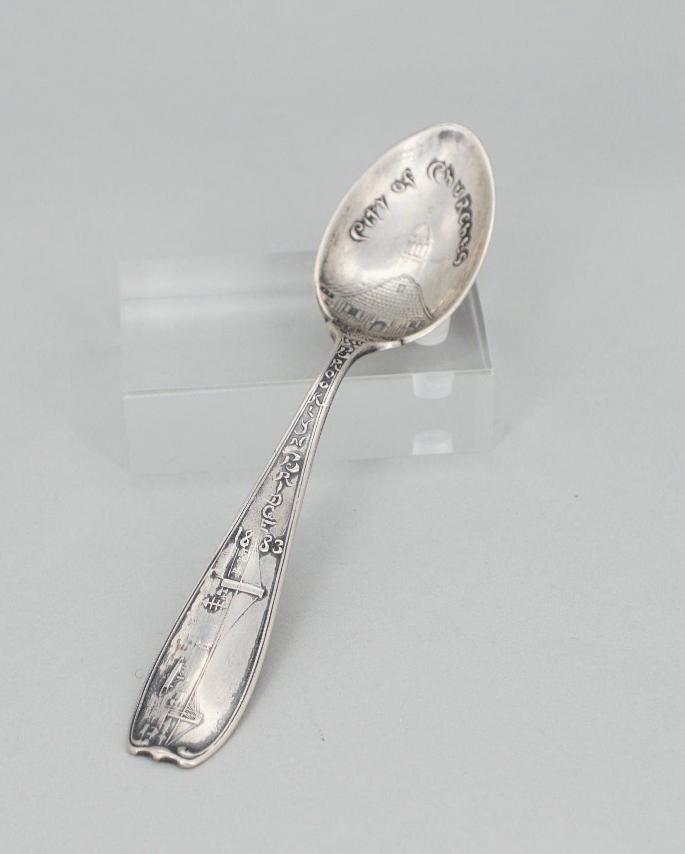 Antique Gorham Sterling Brooklyn Souvenir Spoon with Engraved Bowl and Personalized 'Ralph 1891'