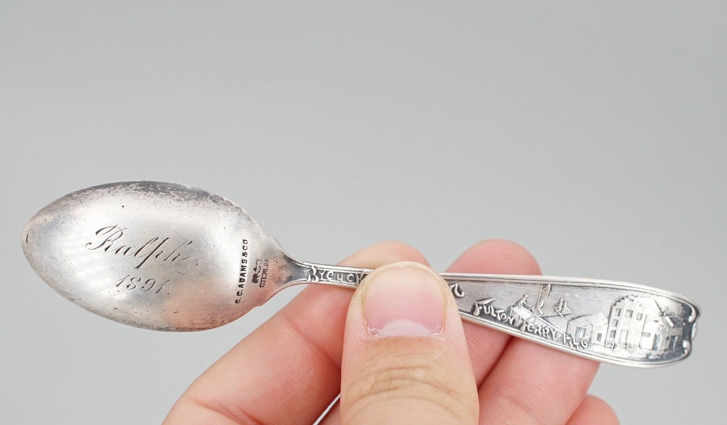 Antique Gorham Sterling Brooklyn Souvenir Spoon with Engraved Bowl and Personalized 'Ralph 1891'