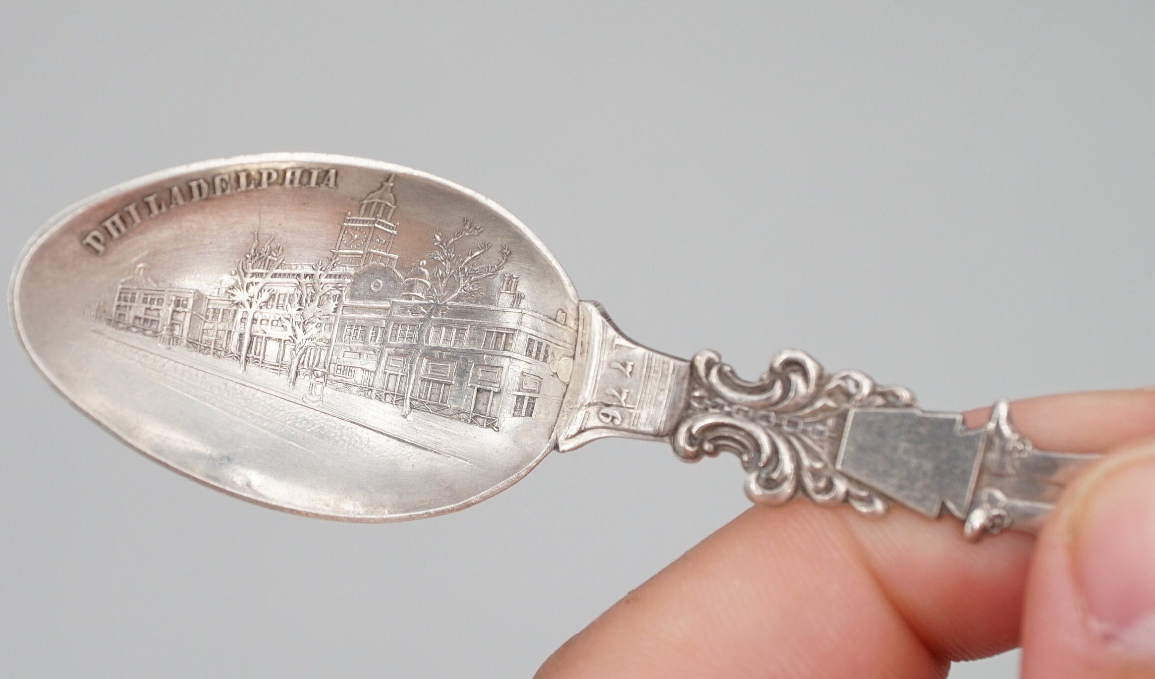 Antique Shiebler Sterling William Penn "Philadelphia, PA" Souvenir Figural Spoon