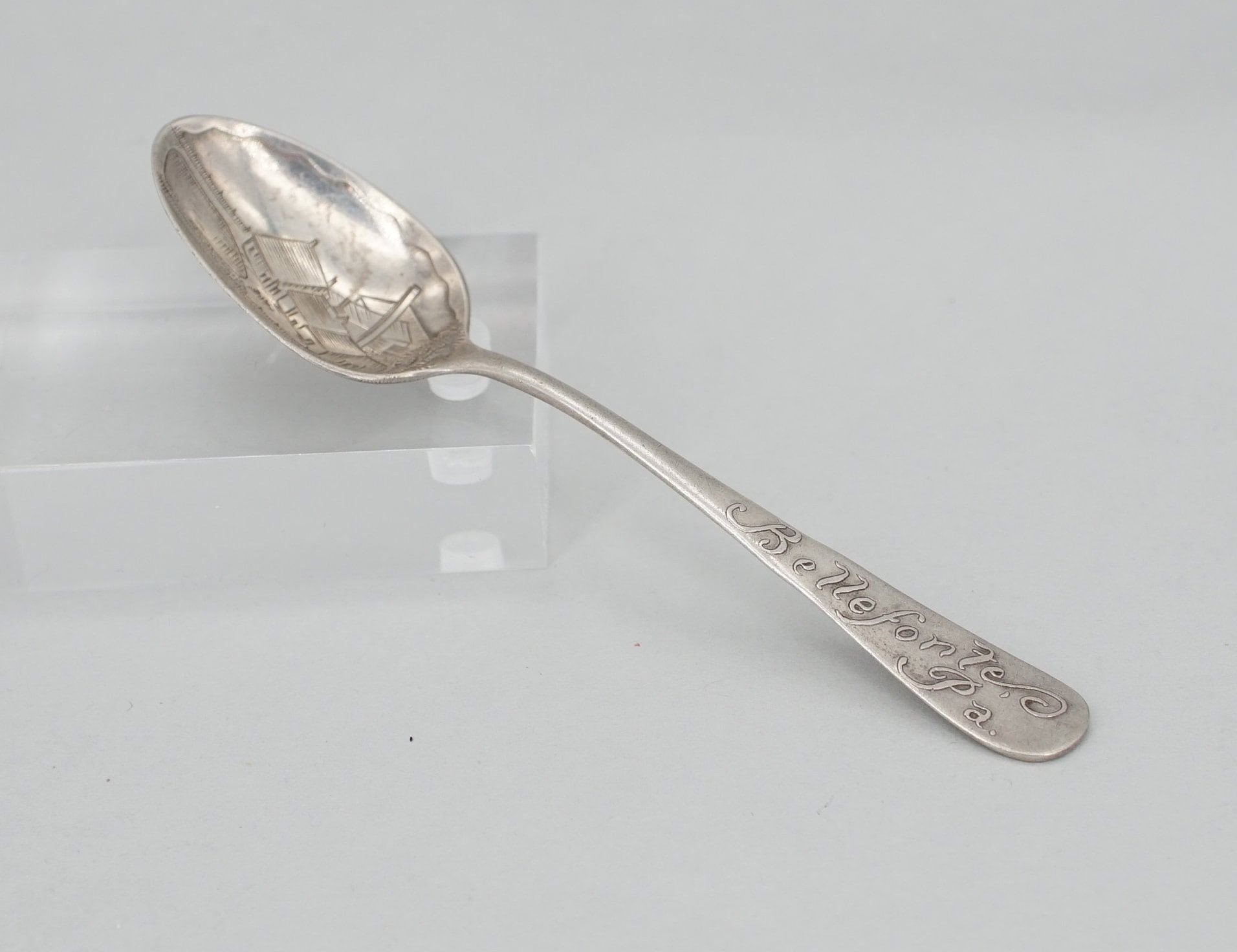 Antique Wallace Sterling Bellafonte Pennsylvania Souvenir Spoon with Carved Bowl