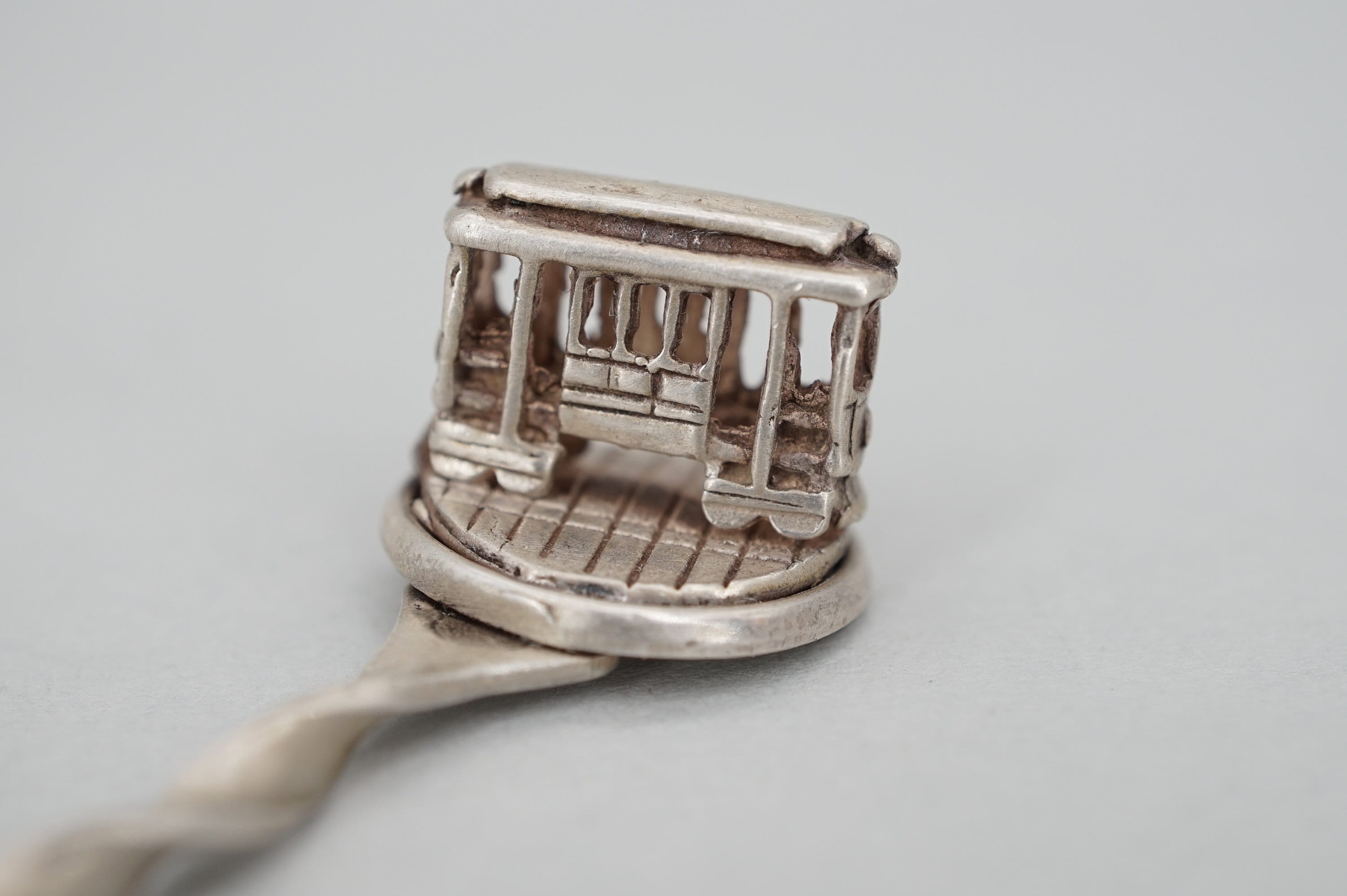 Vintage Bell Trading Post Sterling Spoon with Rotating Cable Car
