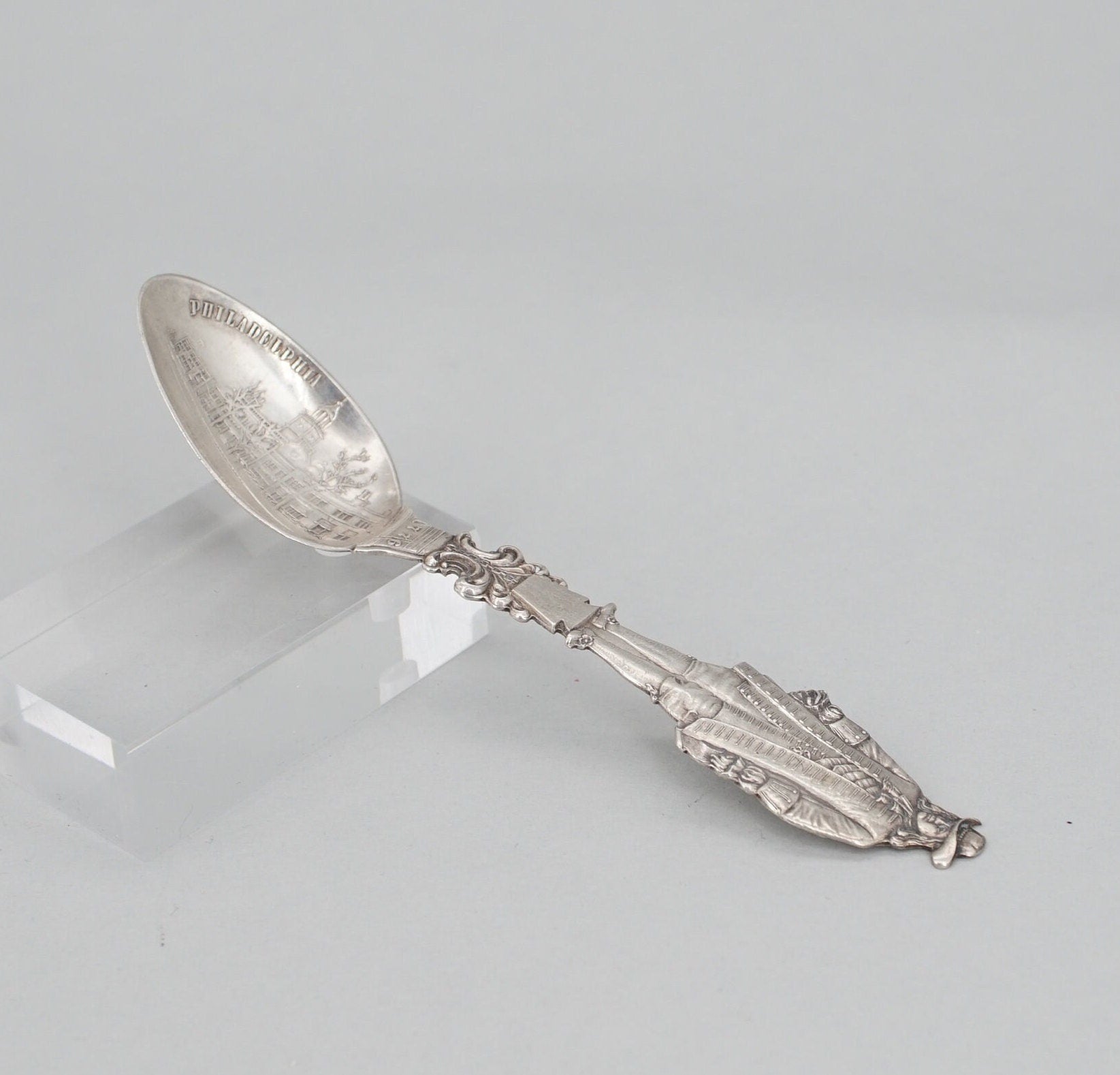 Antique Shiebler Sterling William Penn "Philadelphia, PA" Souvenir Figural Spoon