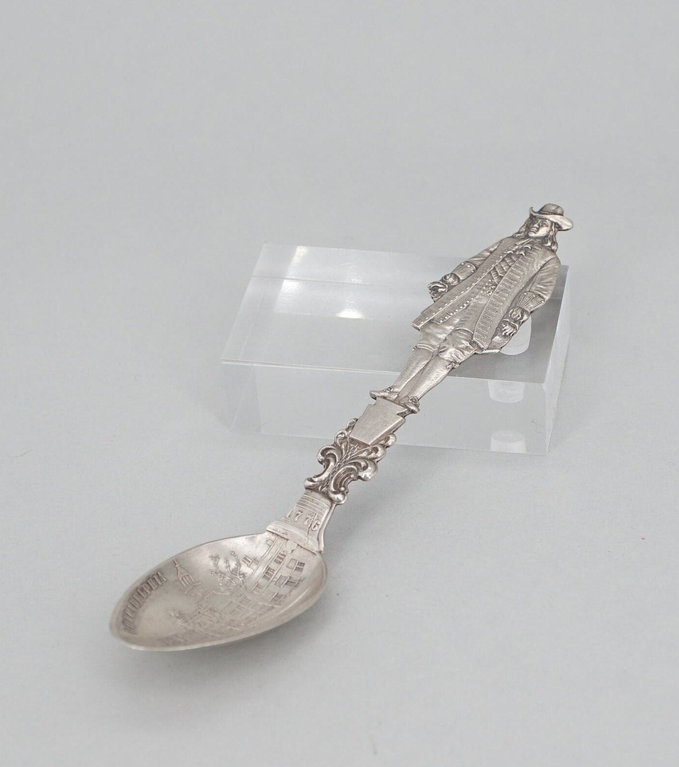 Antique Shiebler Sterling William Penn "Philadelphia, PA" Souvenir Figural Spoon