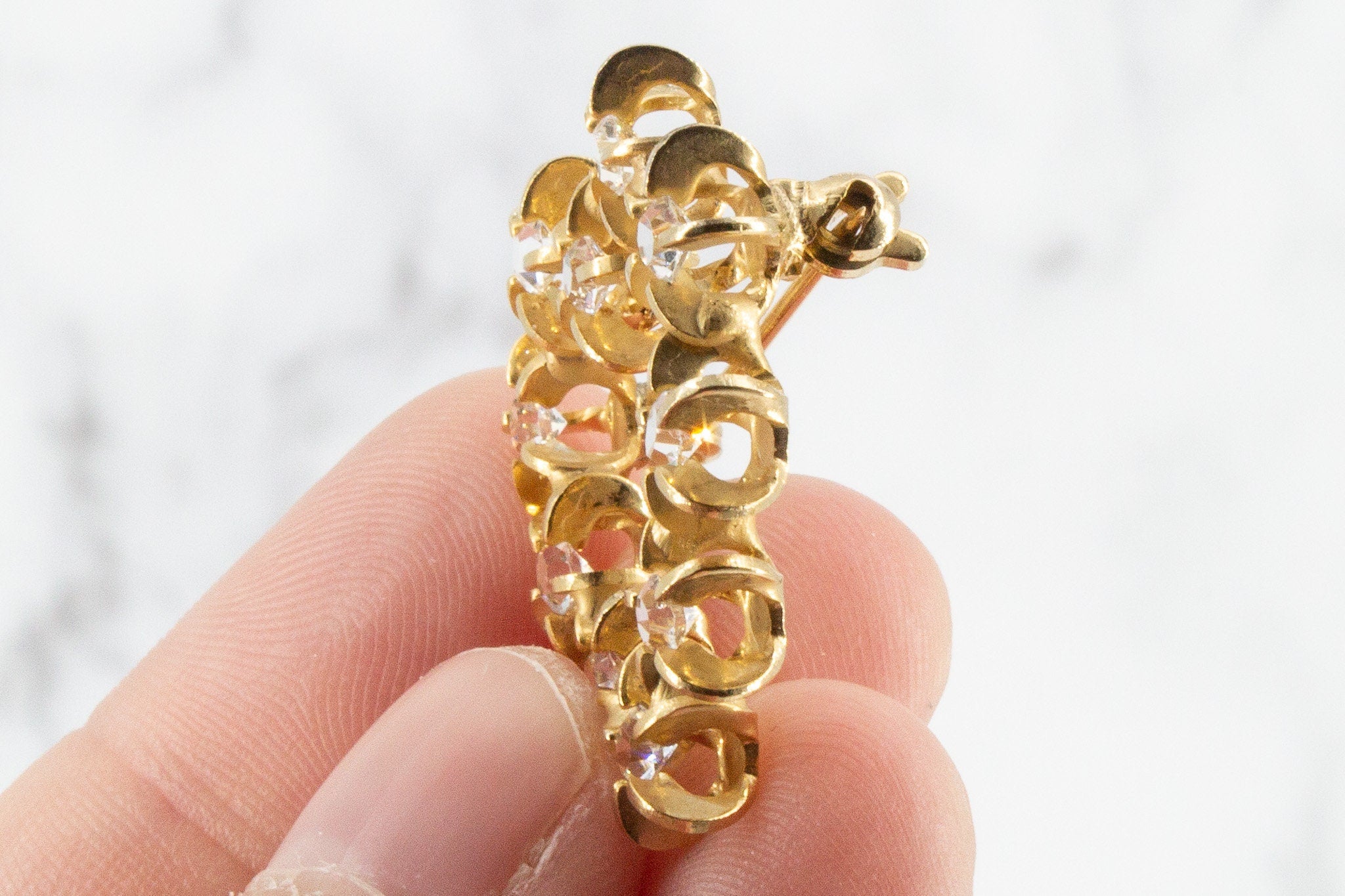 Vintage Gold Plated Star Set Rhinestone Brooch