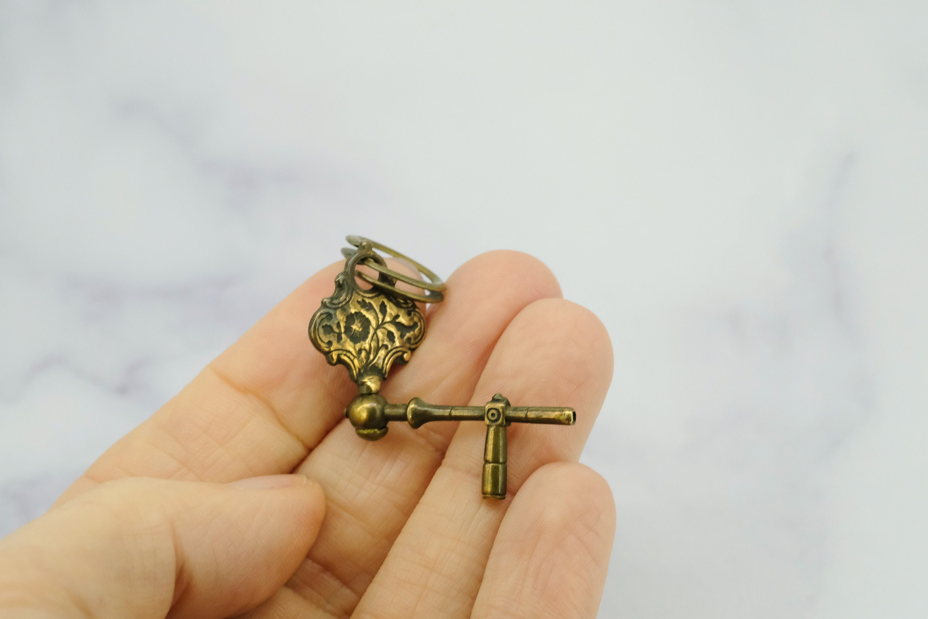 Antique Georgian Ornate Gilt Crank Pocket Watch Key