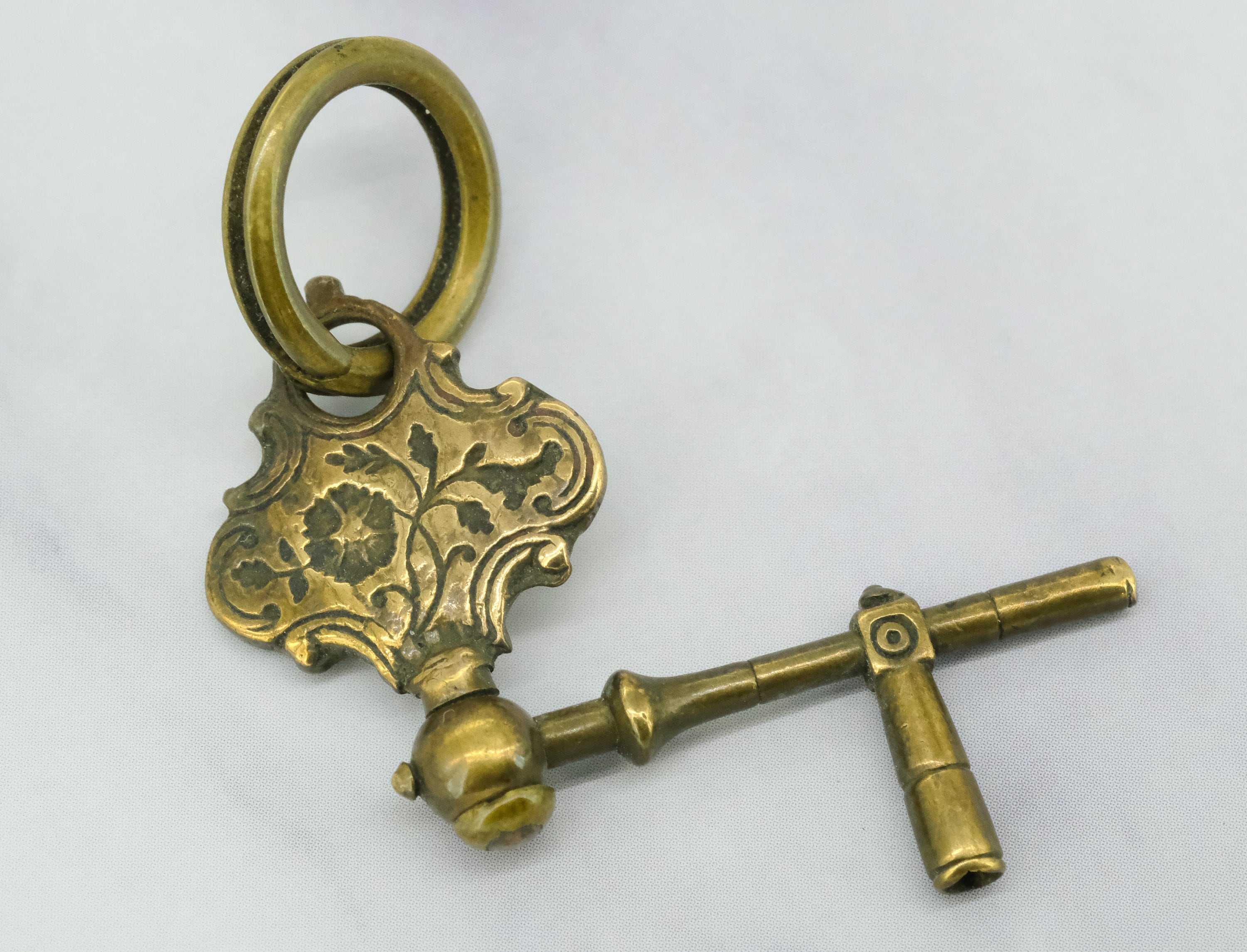 Antique Georgian Ornate Gilt Crank Pocket Watch Key